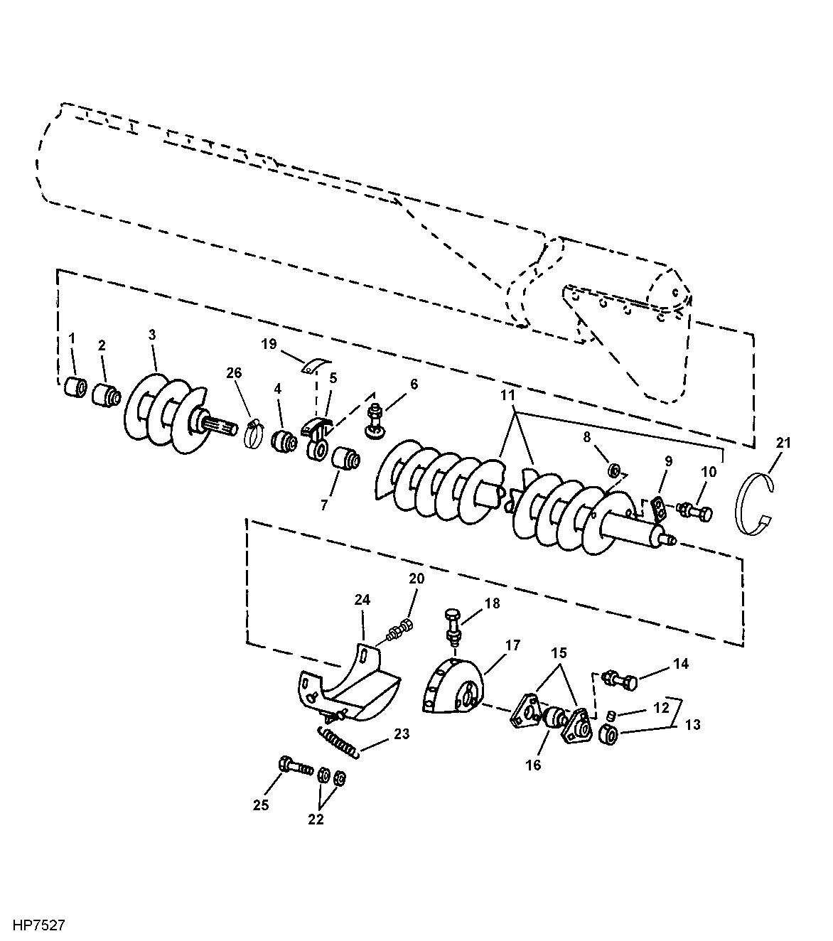 Horizontal Unloading Auger, 17 Feet and 20 Feet