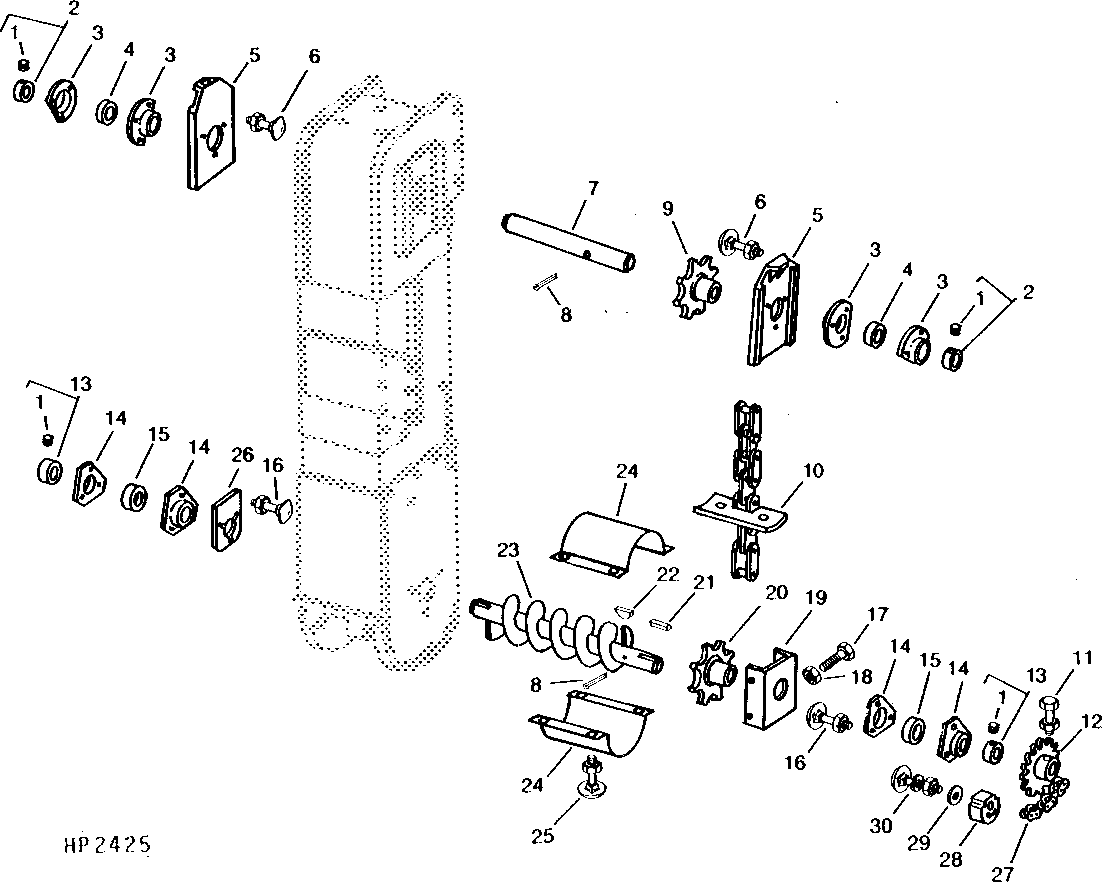 CLEAN GRAIN LOWER ELEVATOR SHAFTS, SPROCKETS, AND CONVEYOR CHAIN ( - 610400)