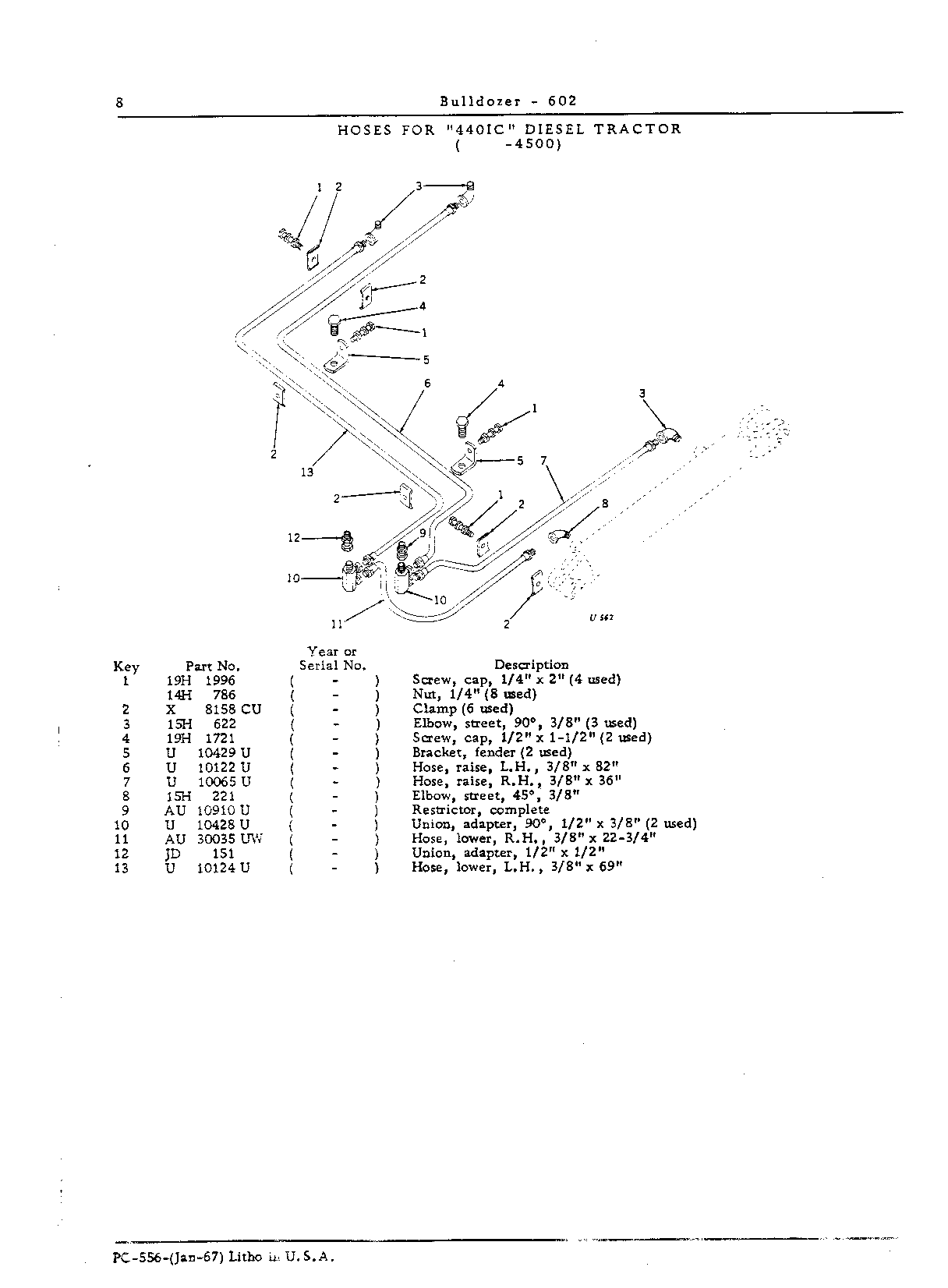 Hoses for "440" IC Diesel Tractor ( -4500)