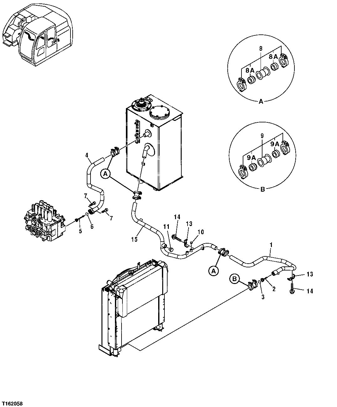HYDRAULIC RETURN LINES (CONTROL VALVE TO HYDRAULIC OIL TANK)