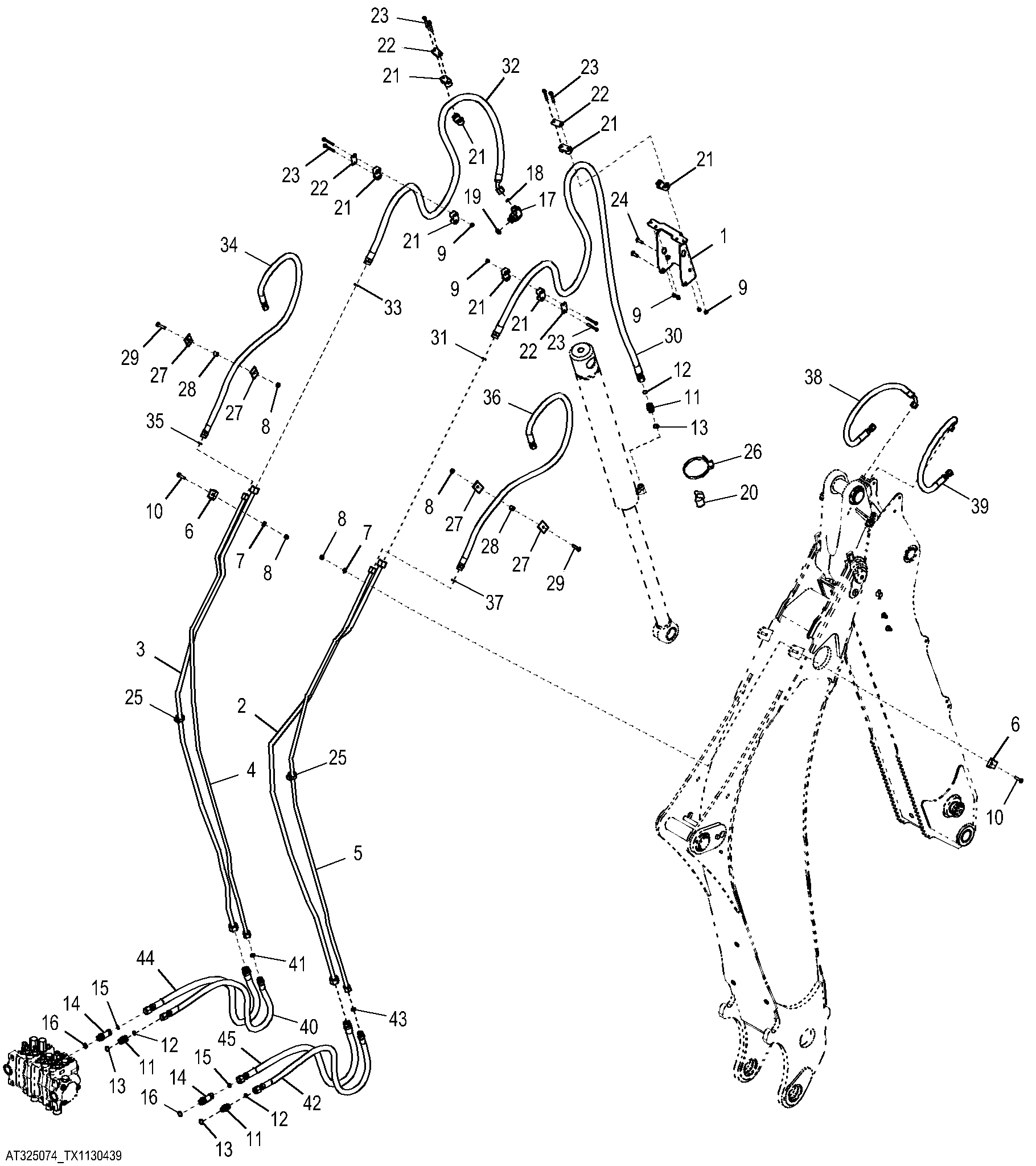 Extension and Bucket Cylinder Hydraulics (Extendable Dipperstick)