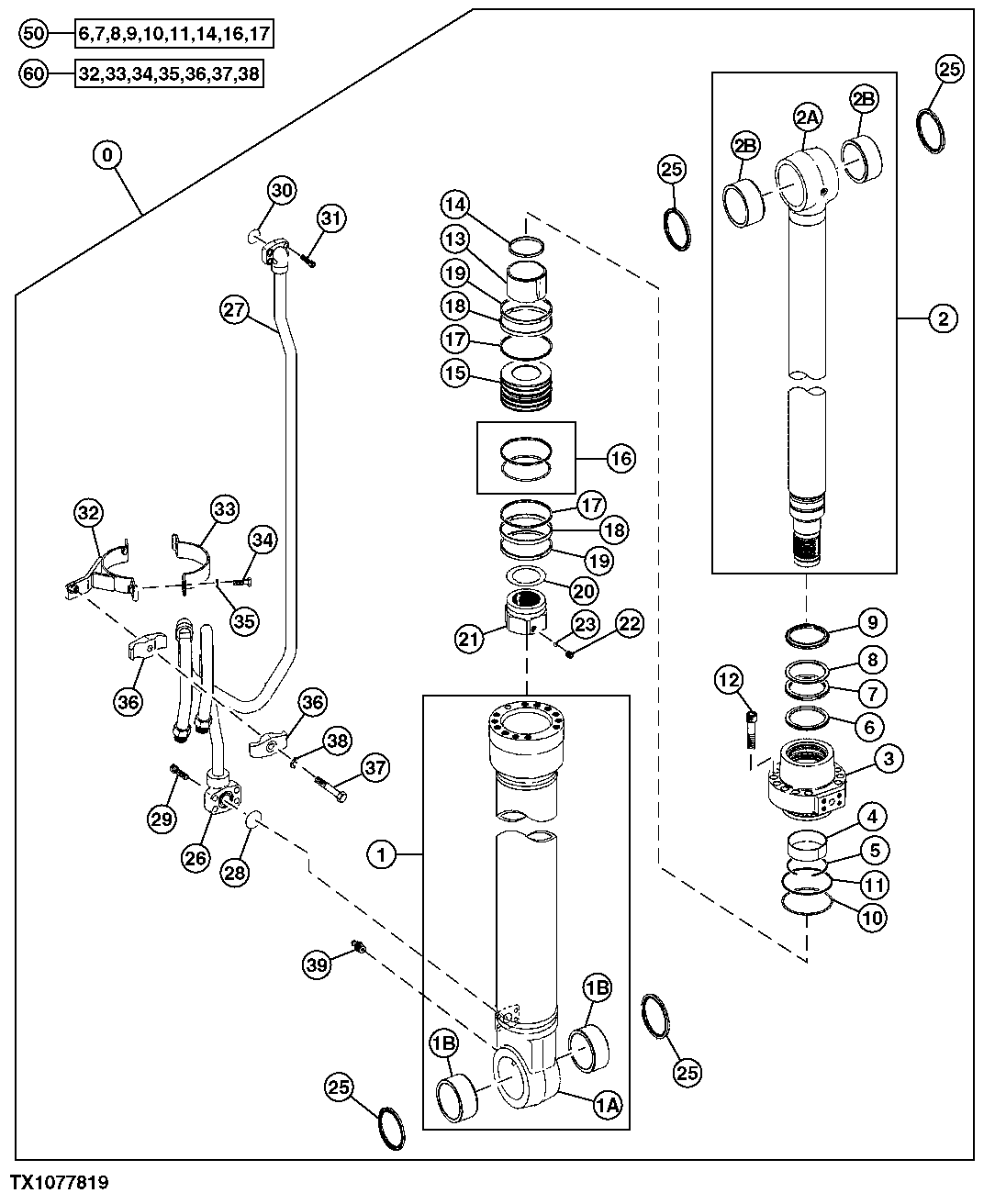 Right Boom Cylinder Components, Units Built After August 2003