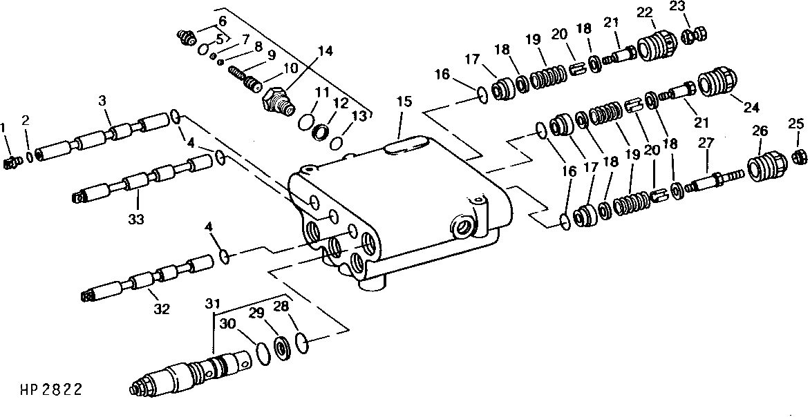 MAIN HYDRAULIC CONTROL VALVE SPOOLS AND RELIEF VALVE (620101 - )