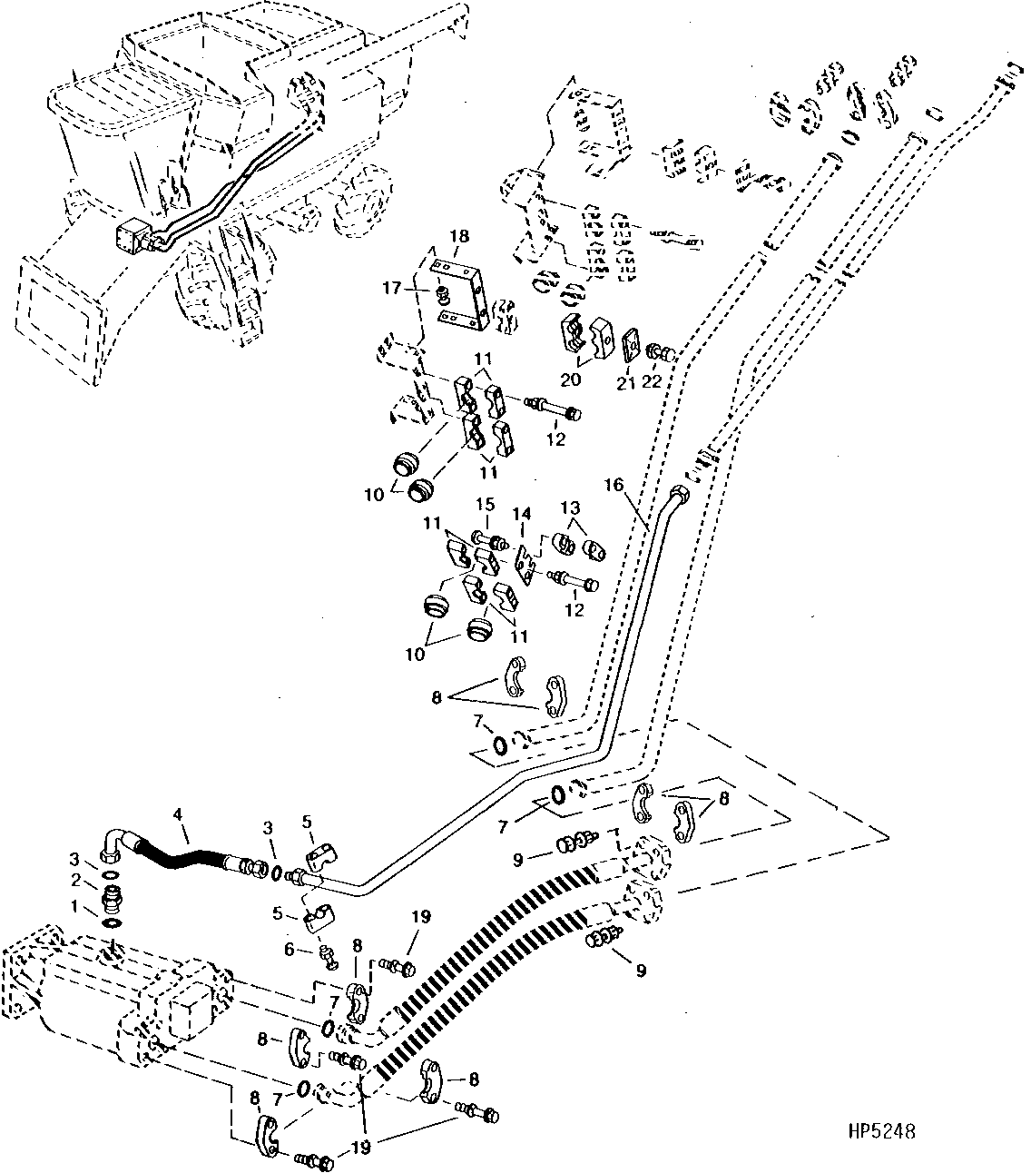 Hydrostatic Drive Oil Lines and Hoses, Lower ( - 655300)