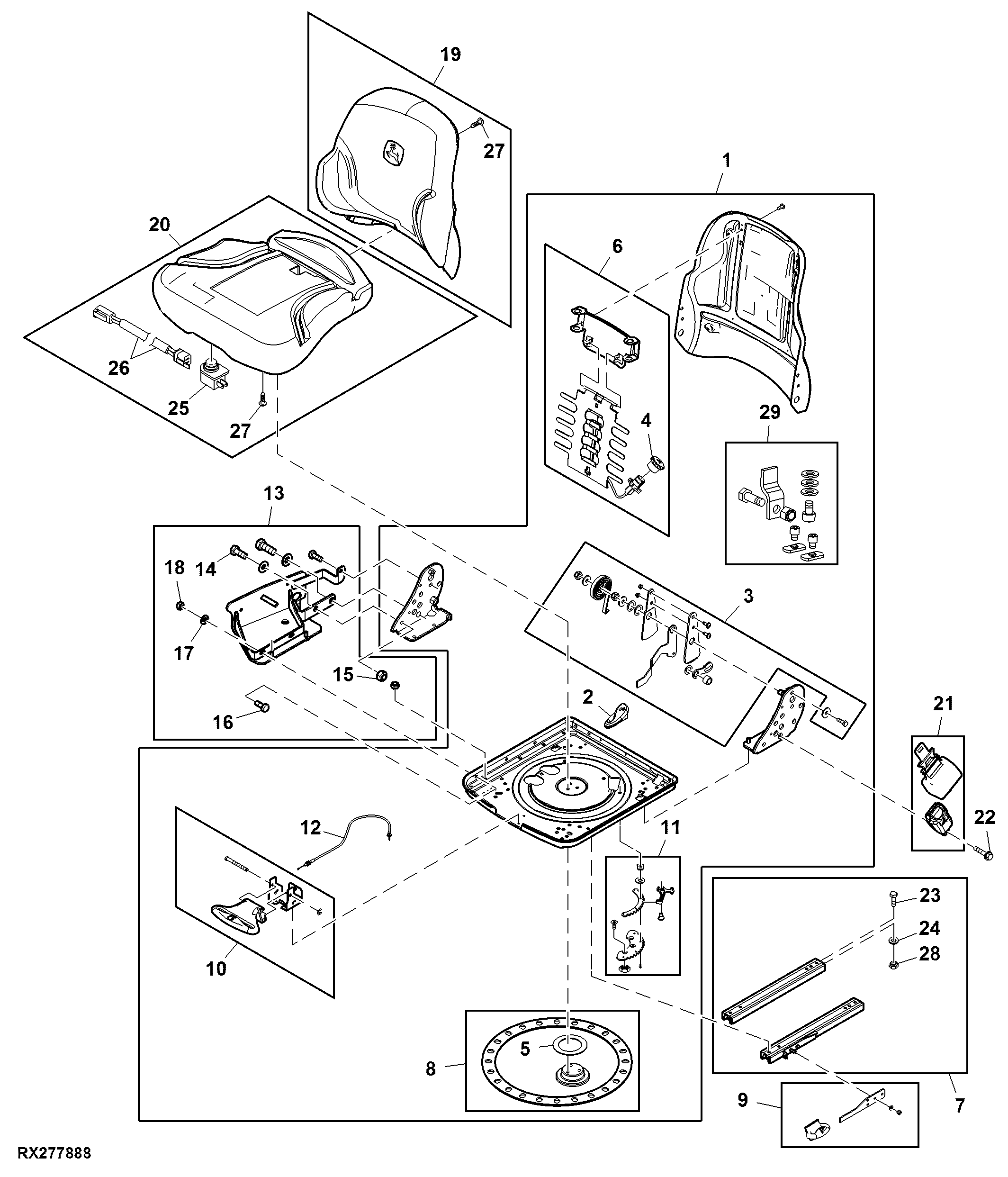 Passive Seat, Fabric, W/O Backrest Extension