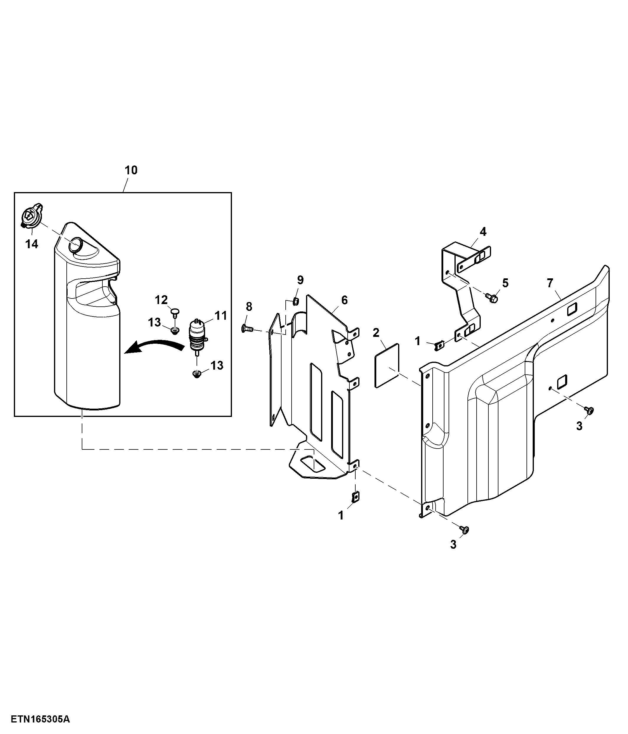 Reservoir, Windshield Washer, W/ Front Loader