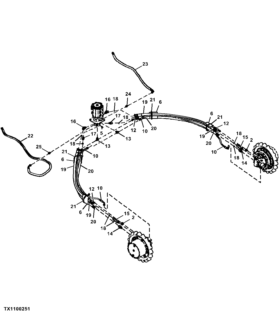 Travel Motor Hydraulic Lines (Power Angle Blade)