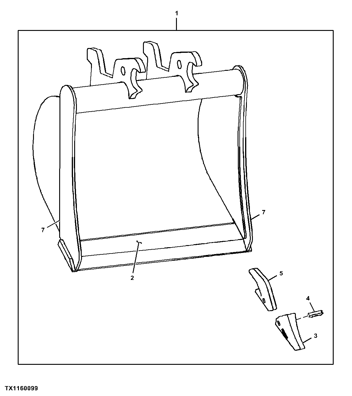 Heavy-Duty Bucket, Wedge-Style, 60.96 cm (24 in) 0.212 m³ (7.5 ft³)