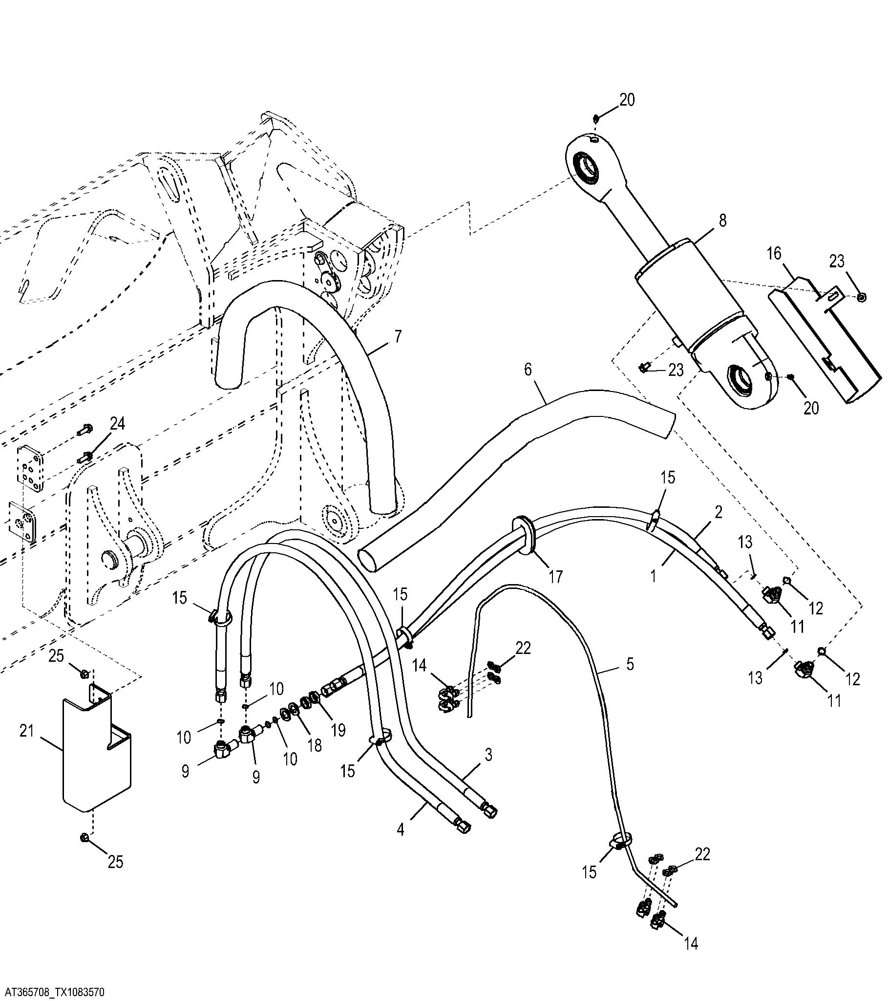Tilt Cylinder And Plumbing (Outside Dozer) STD
