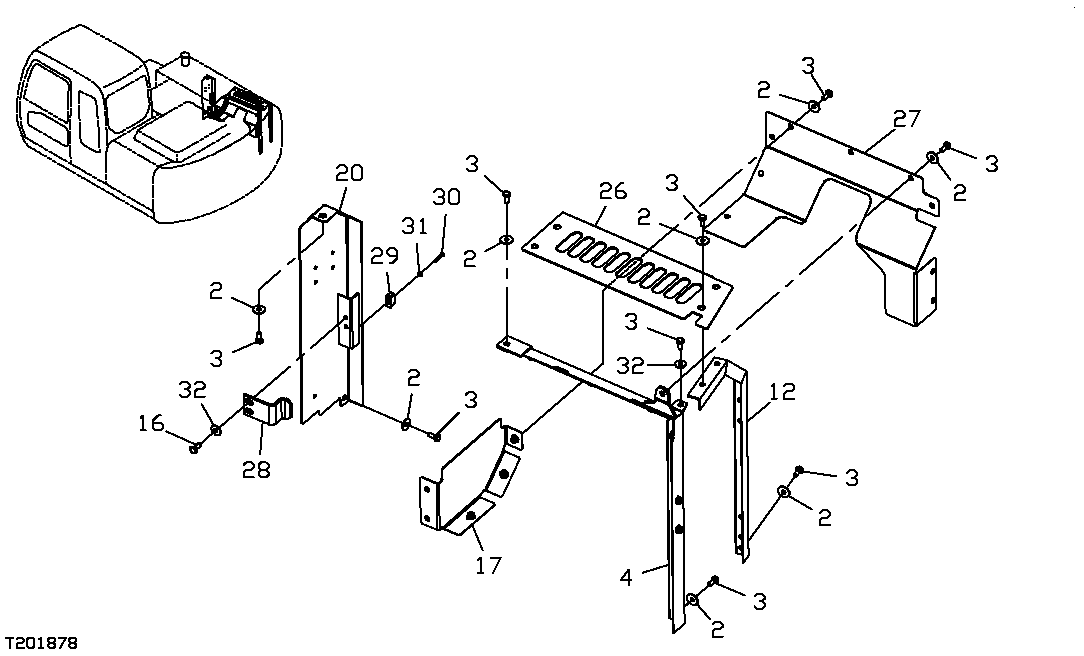 HYDRAULIC PUMP COMPARTMENT TOP COVER AND SUPPORTS