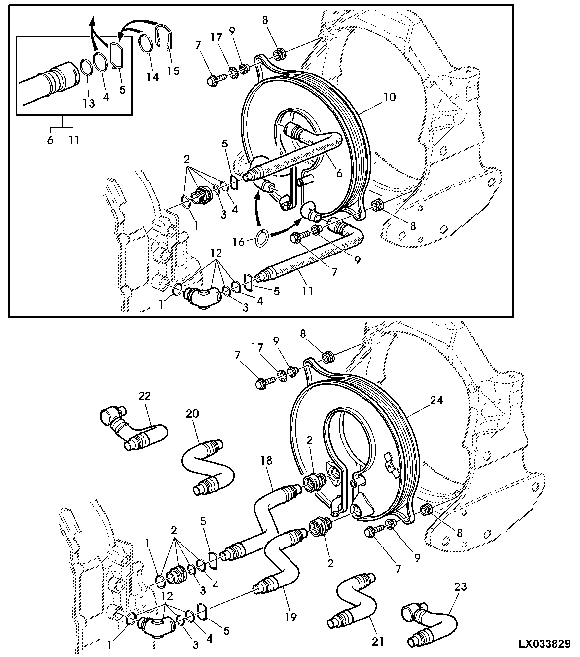 OIL COOLER AND LINES (SYNCROPLUS OR POWRREVERSER)