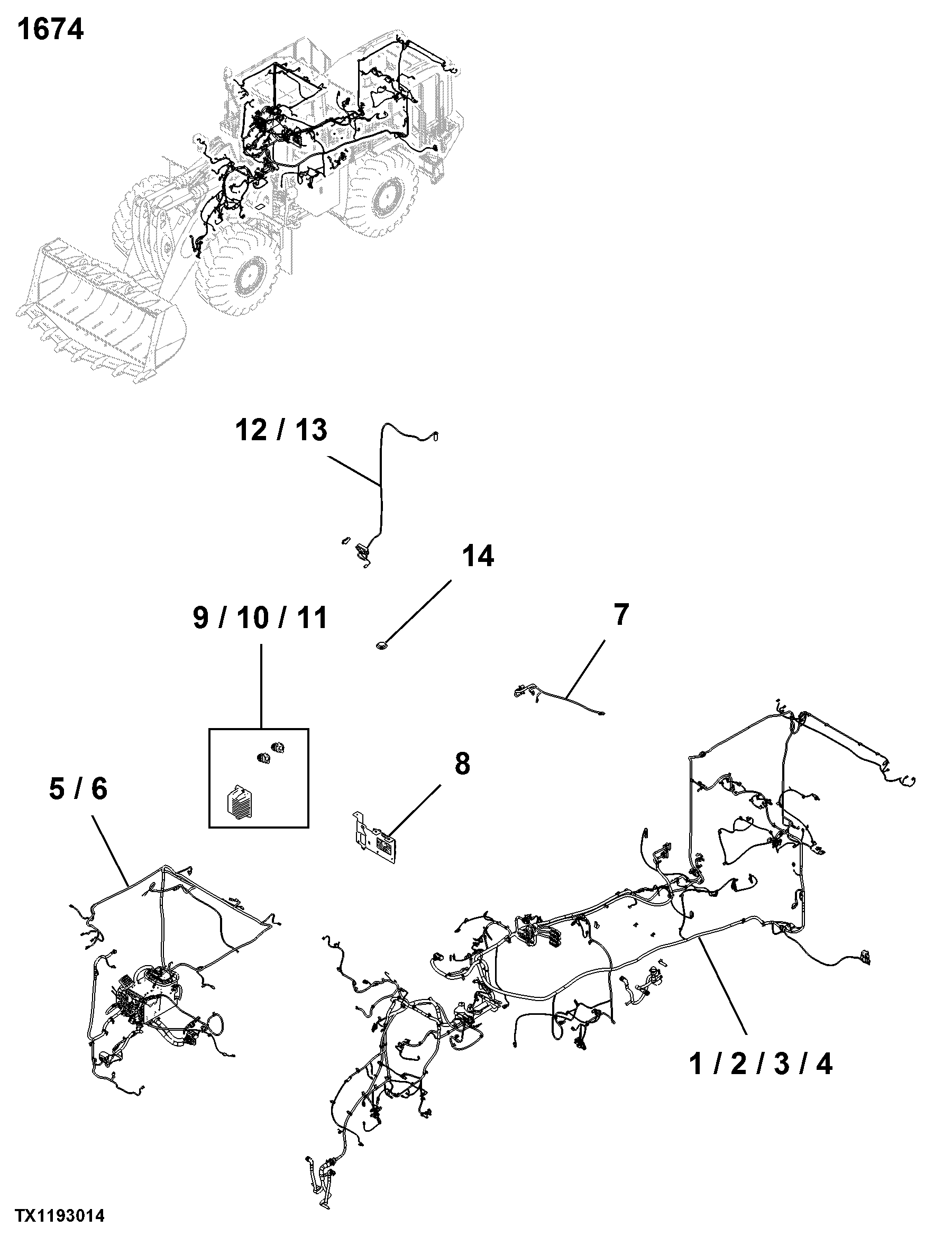 1674 Wiring Harness and Switches (If Not Included Elsewhere)