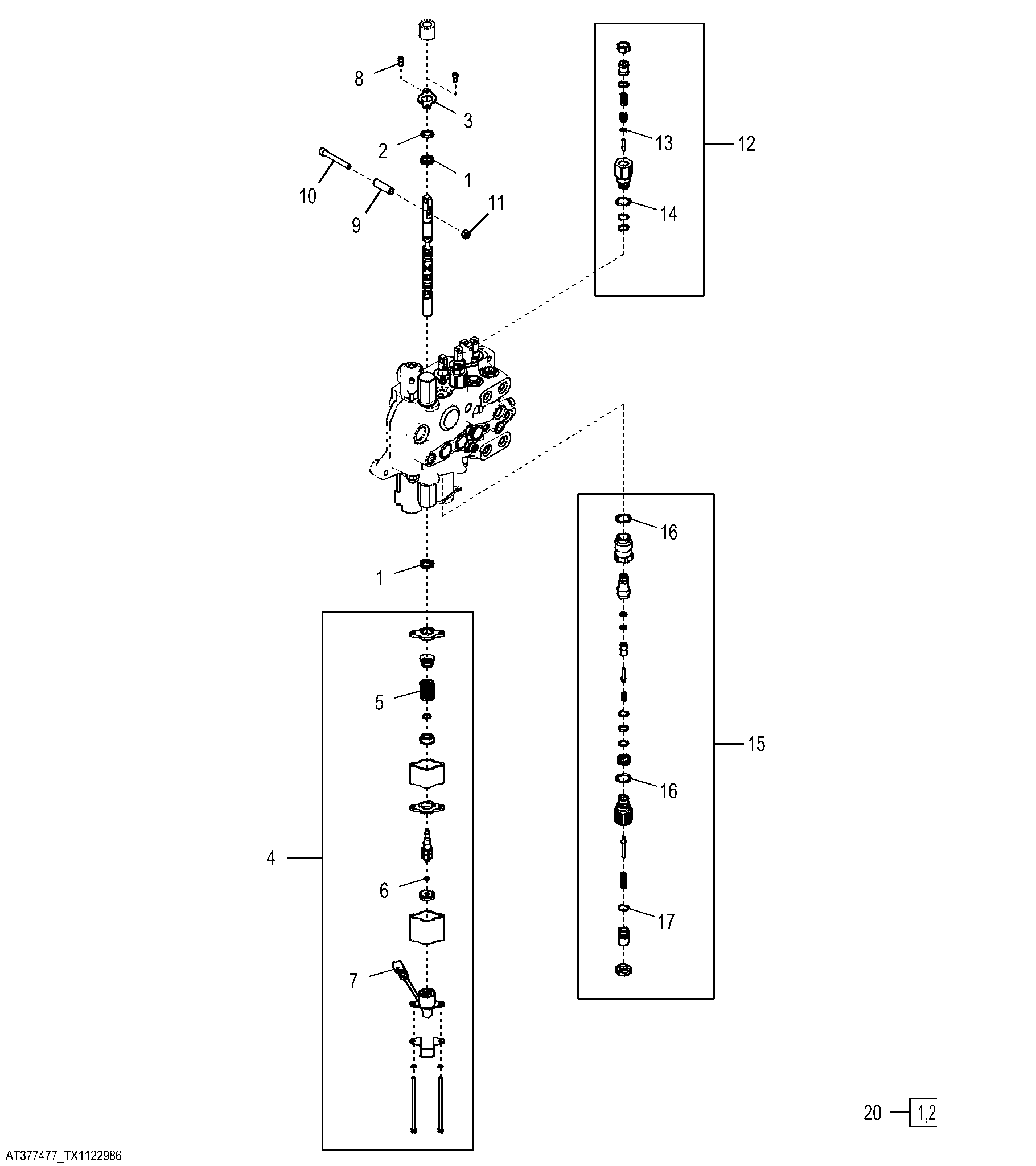 Bucket Circuit Relief Valve, Loader and Stabilizer Control Valve