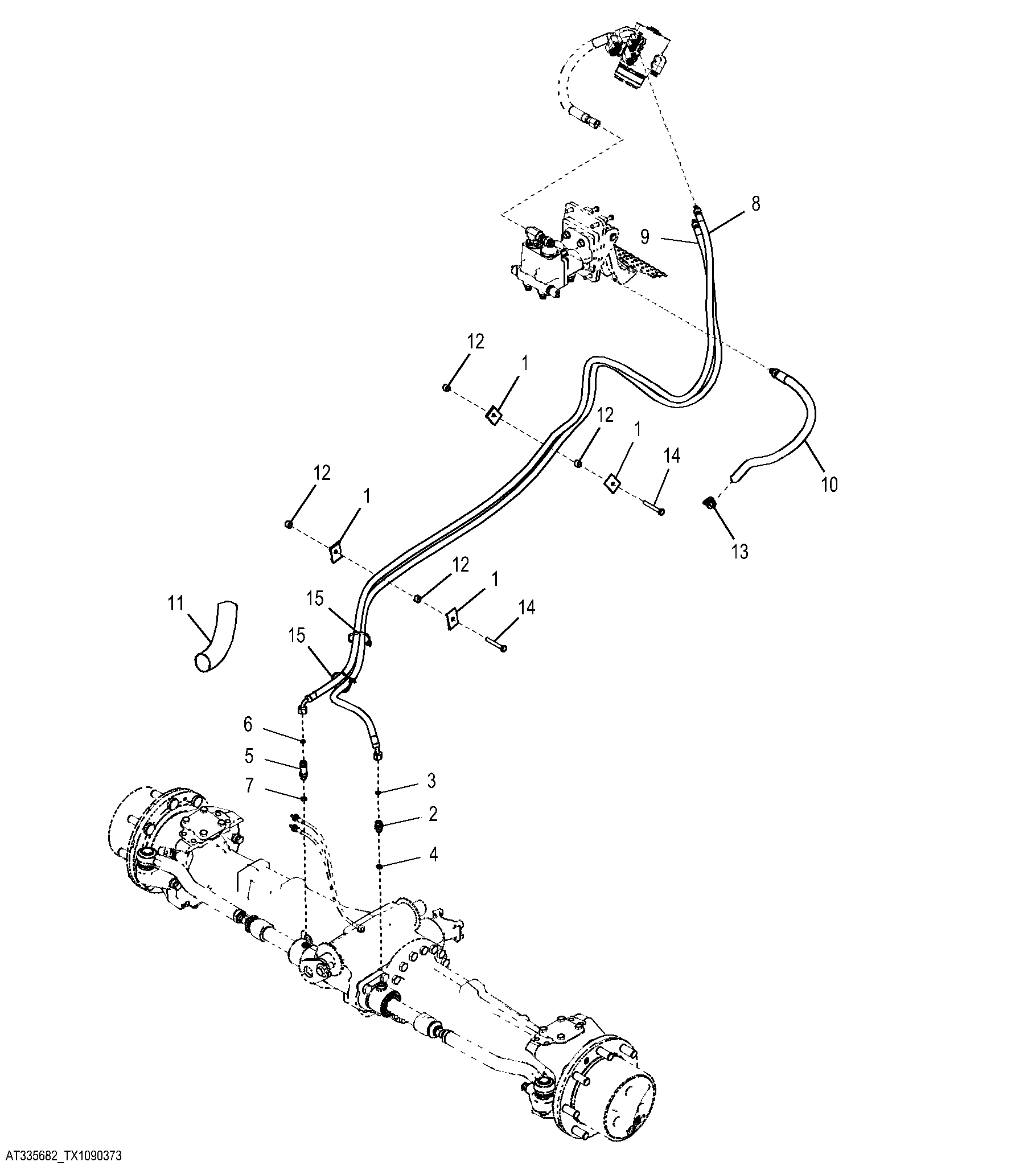 Steering Hydraulics with MFWD (Engine 4045HT054, 4045HL287-)