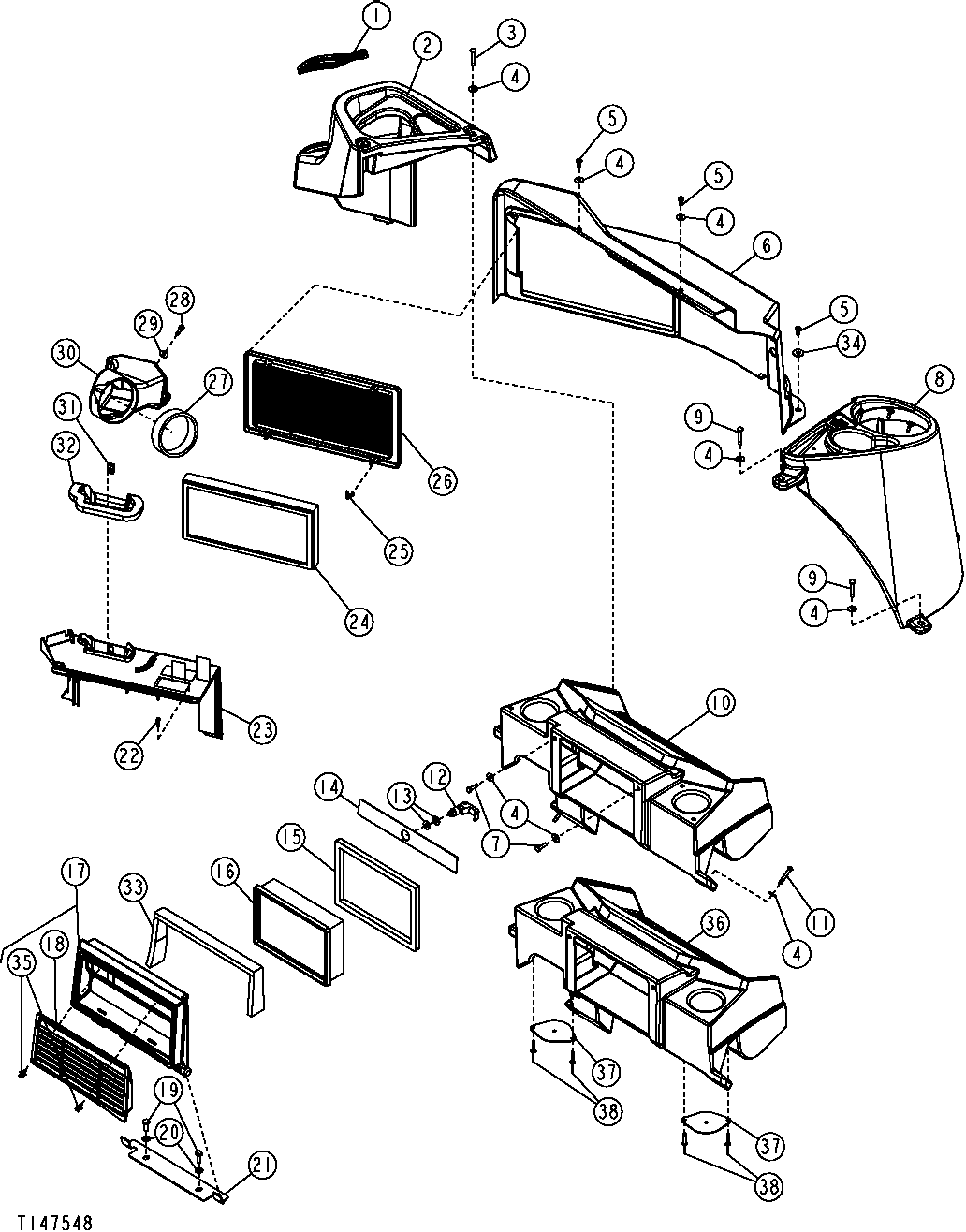 Side Instrument Panel Housing and Stabilizer Control Cover (Cab)