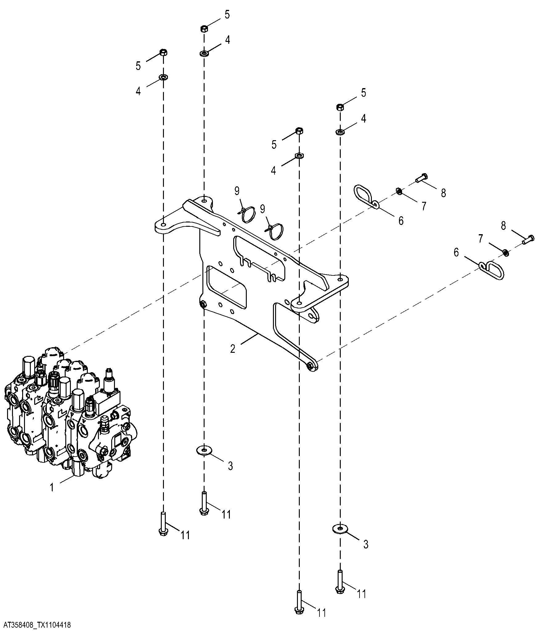 Backhoe Valve, Six Function Pilot with Extendable Dipperstick (254544 - )