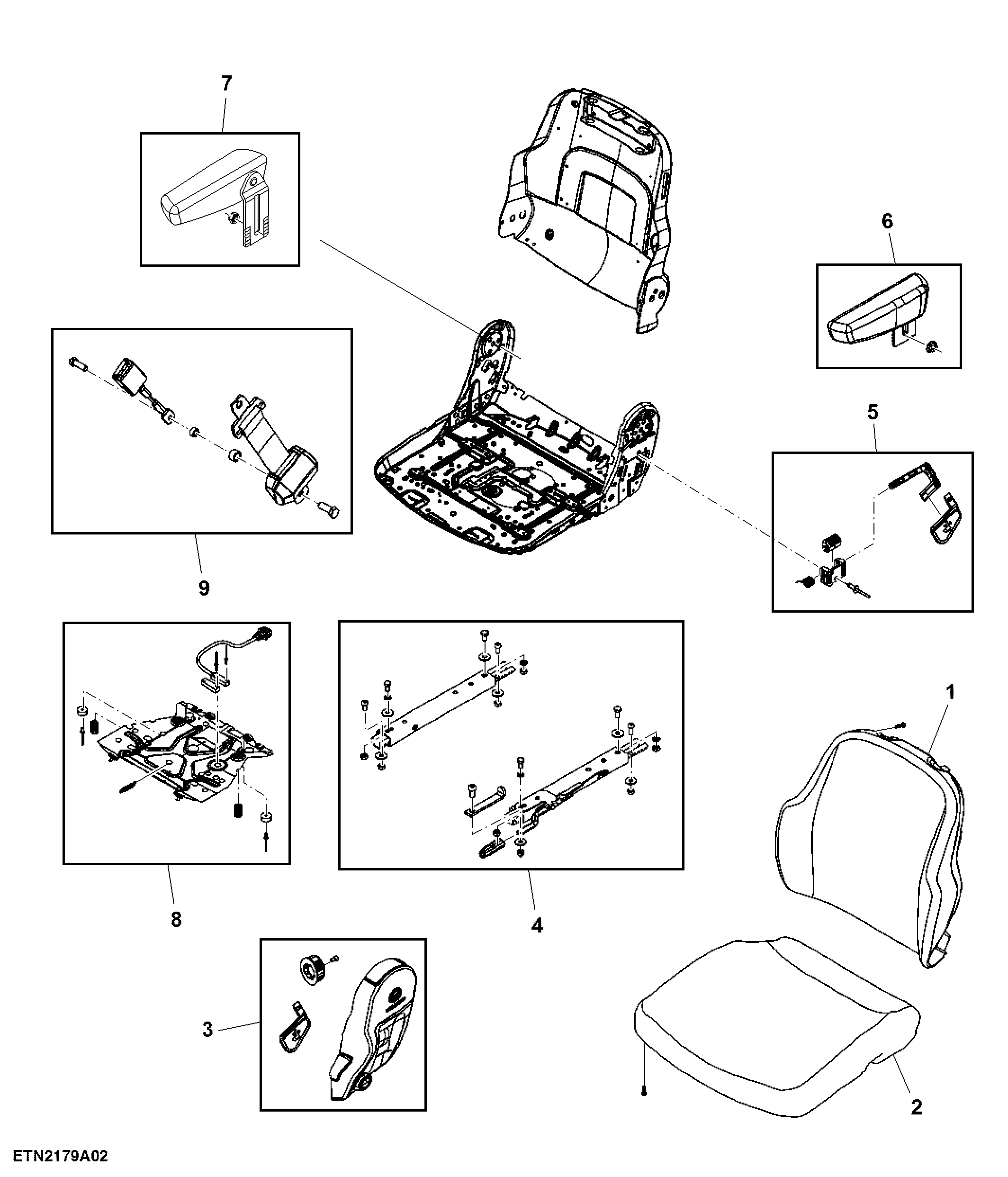 Operator's Seat Cushion, Armrest and mounting, OOS