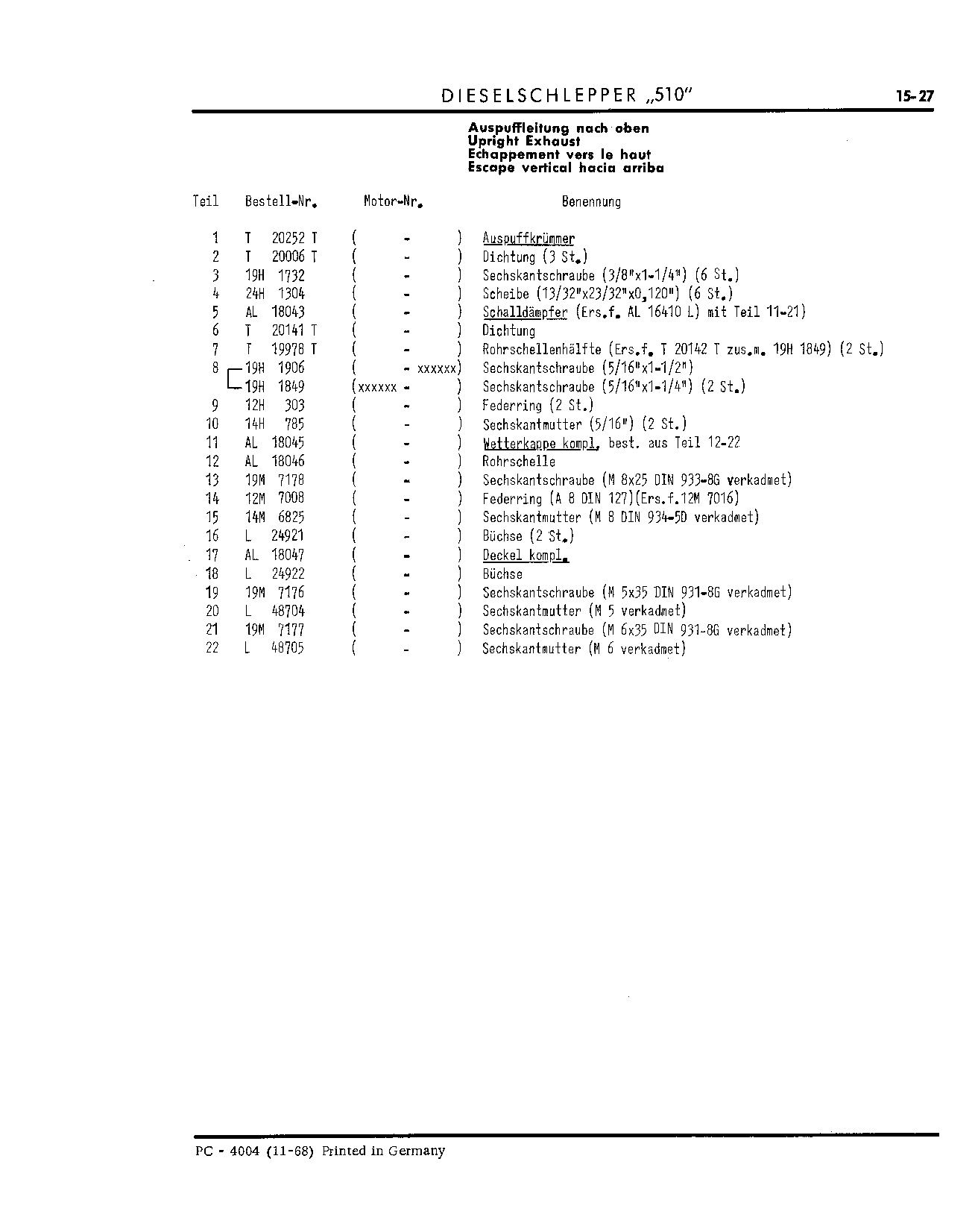 Upright Exhaust (Continued)