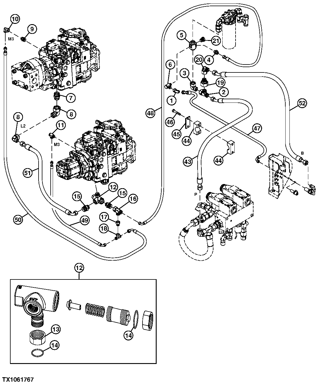Hydraulic Filter Return Hoses and Charge Relief Valve