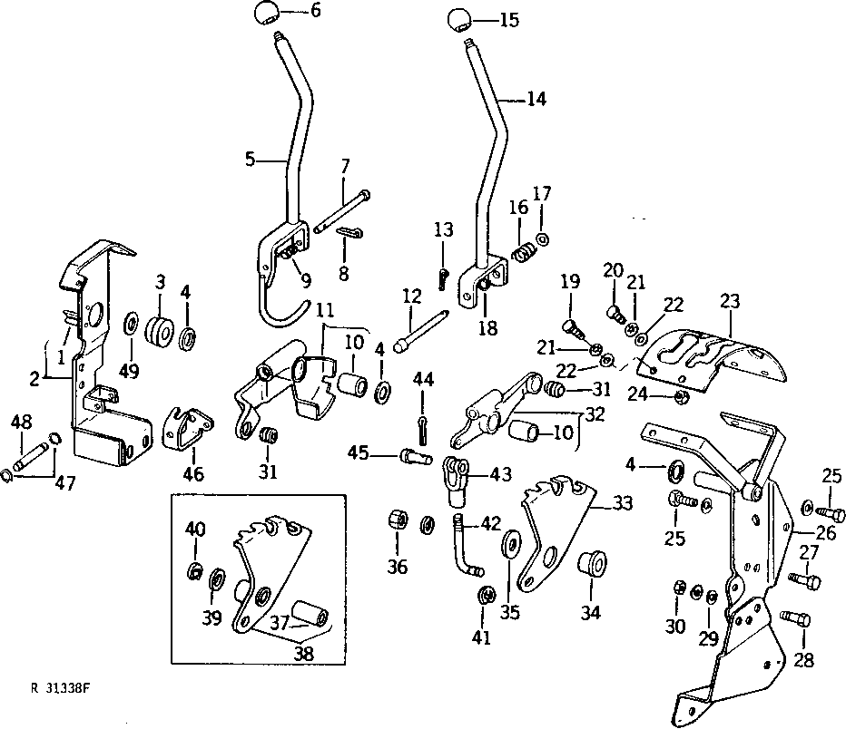 Transmission Shifter Control Levers, Linkage And Support