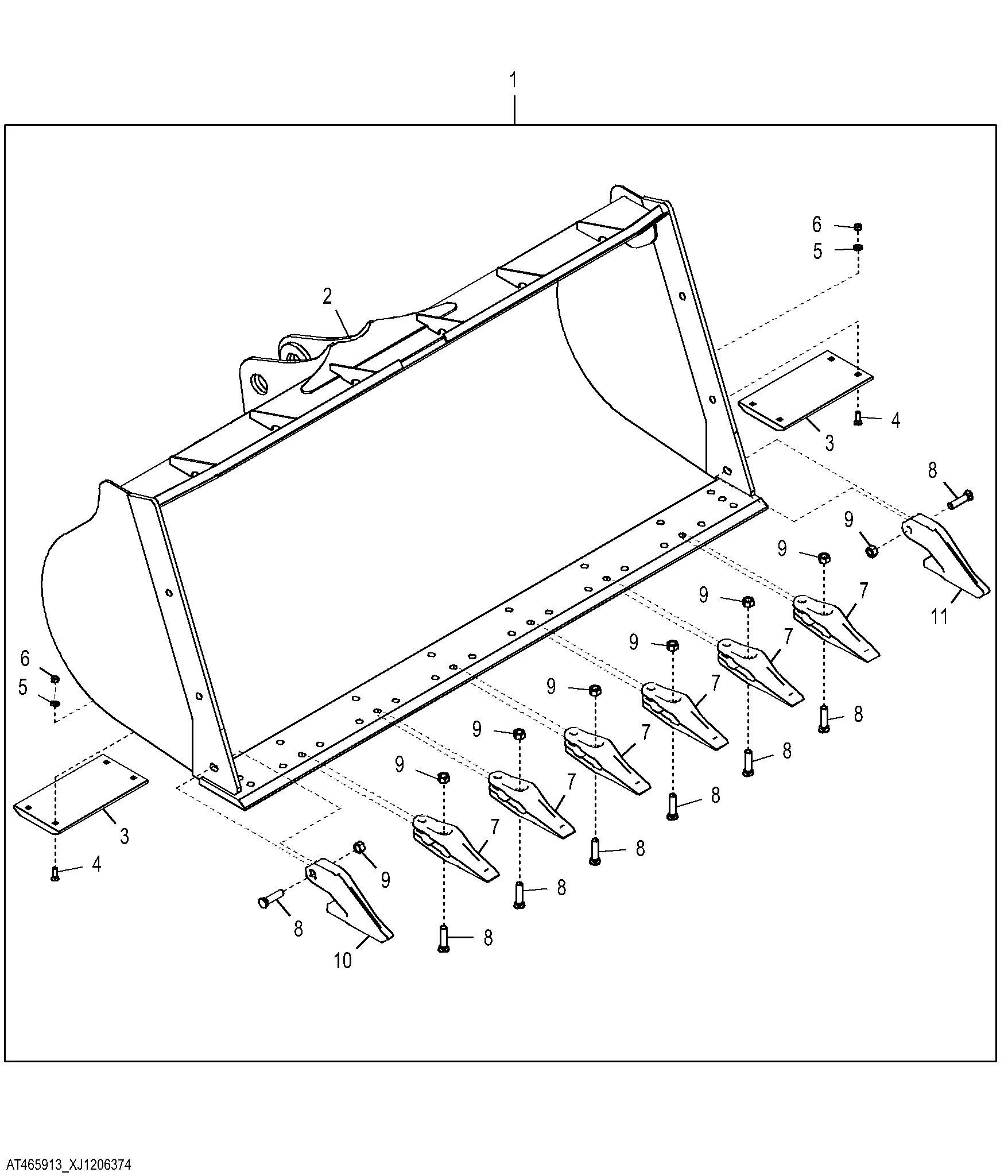 Loader Bucket W/O Segments, General Purpose, 3.0 M