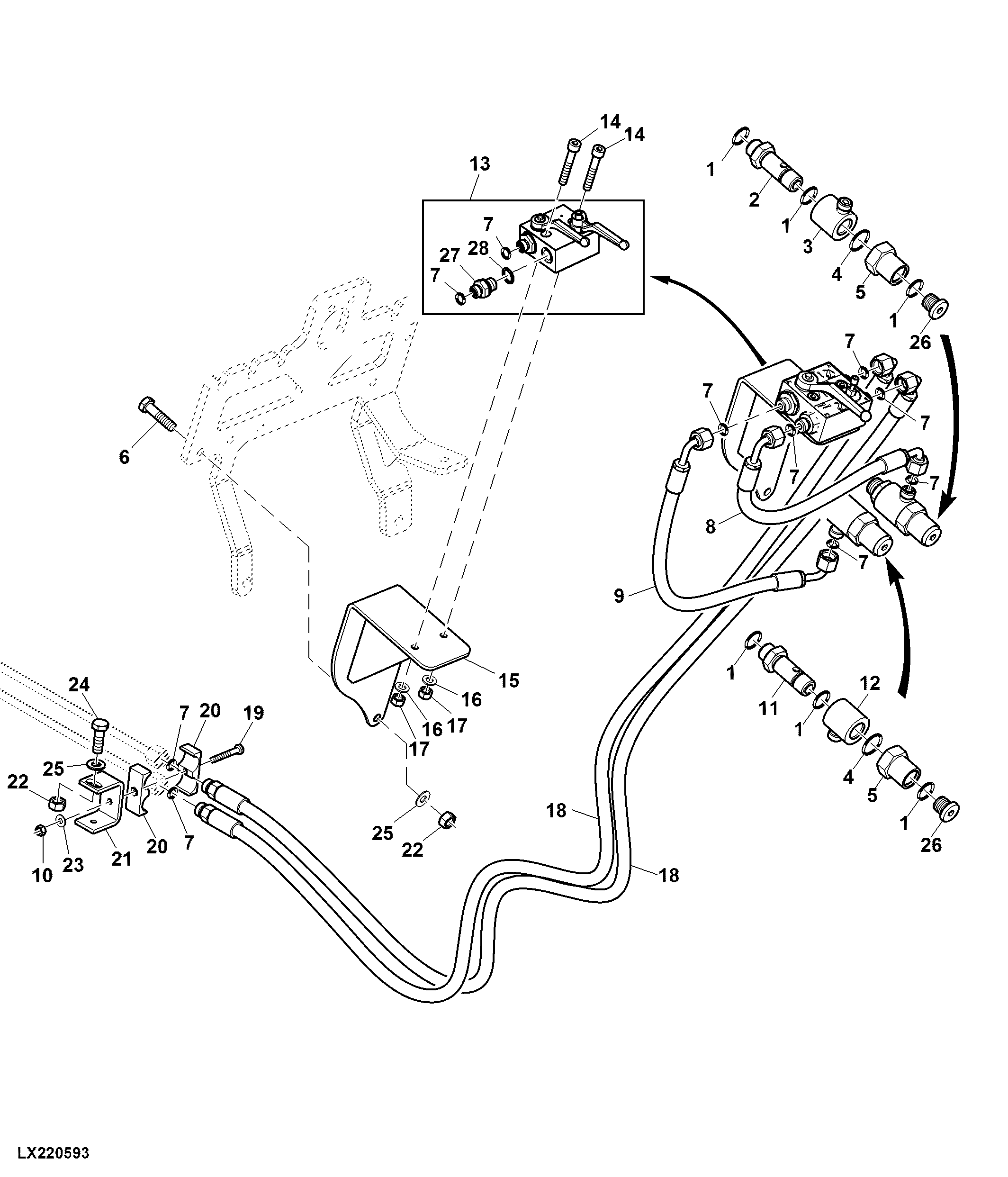 HYDRAULIC LINES REAR / MULTI VALVE (FRONT HITCH)