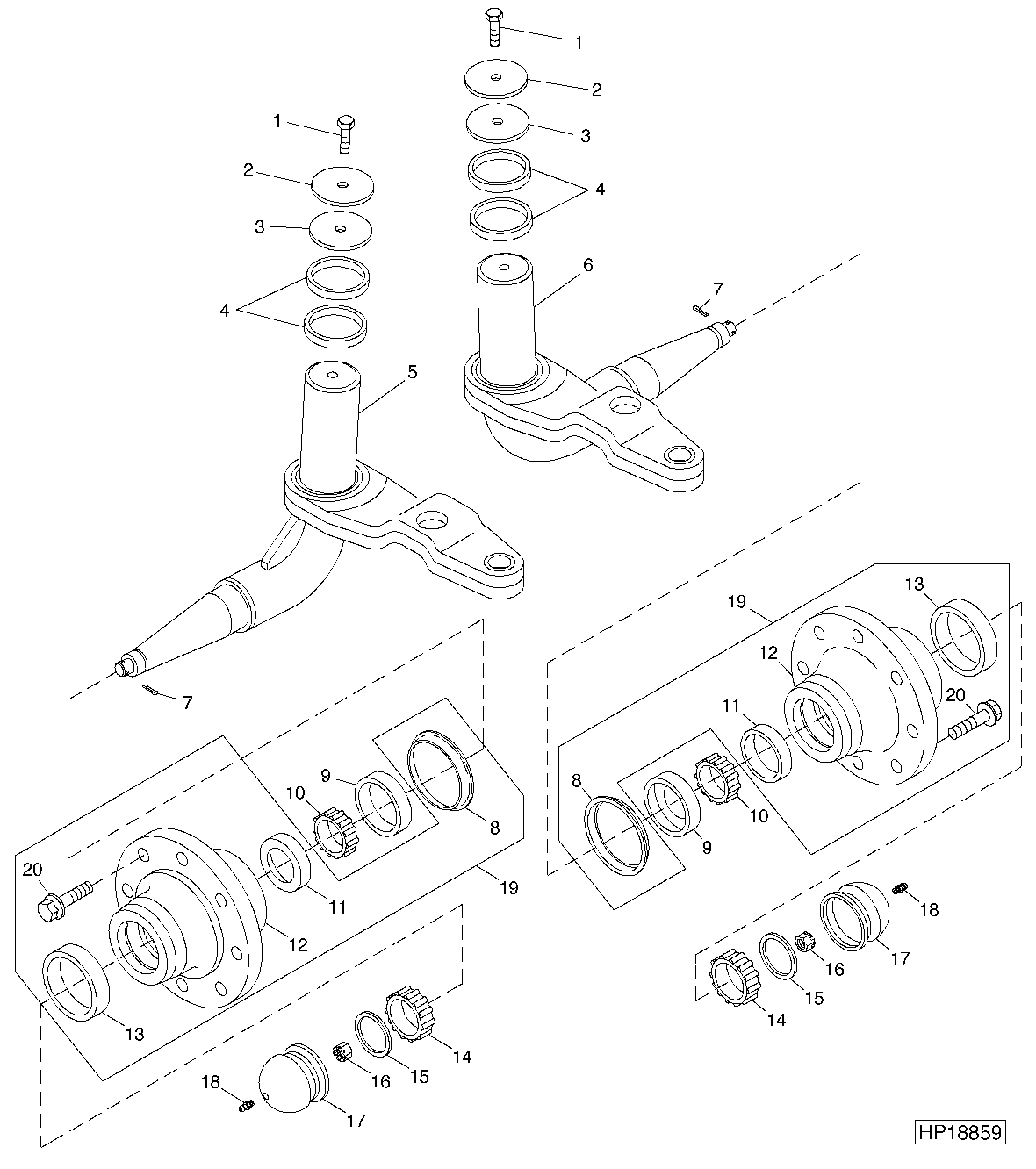 Rear Axle Spindles, Fixed And Adjustable Rear Axle