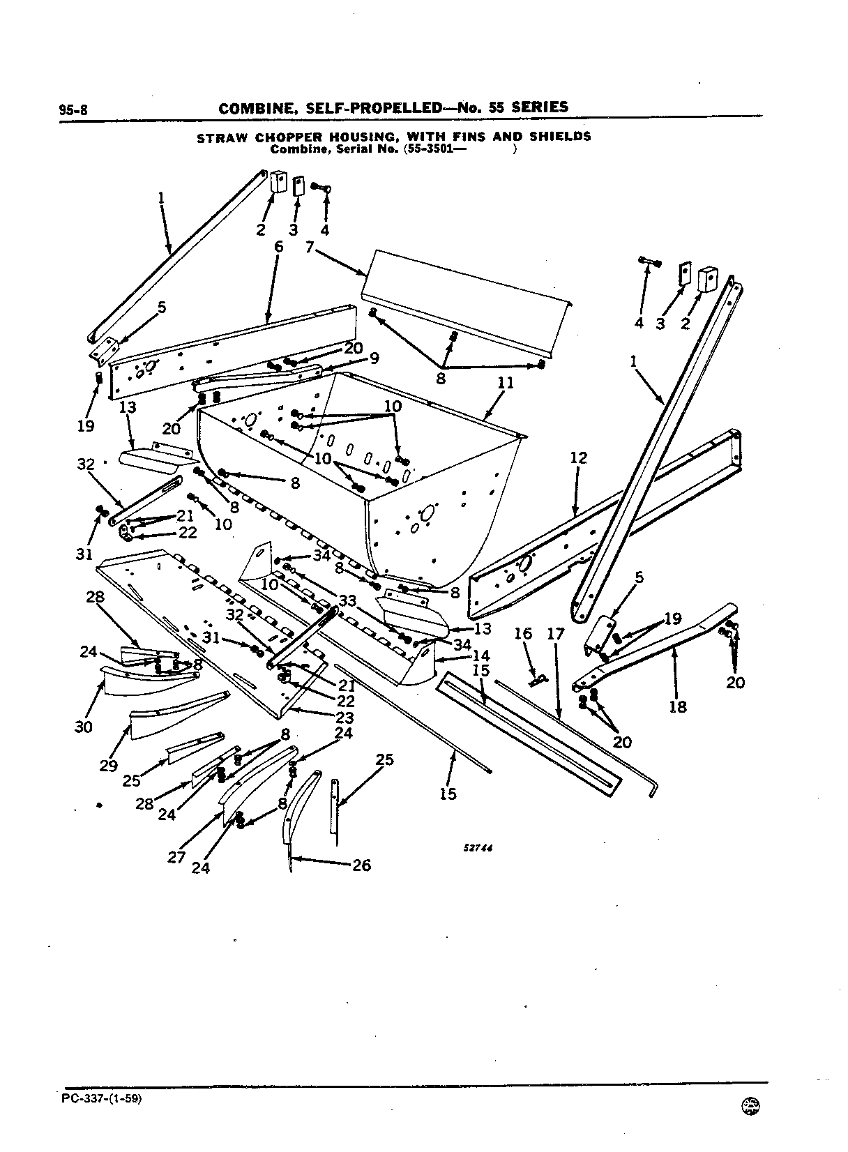 Straw Chopper Housing, with Fins and Shields