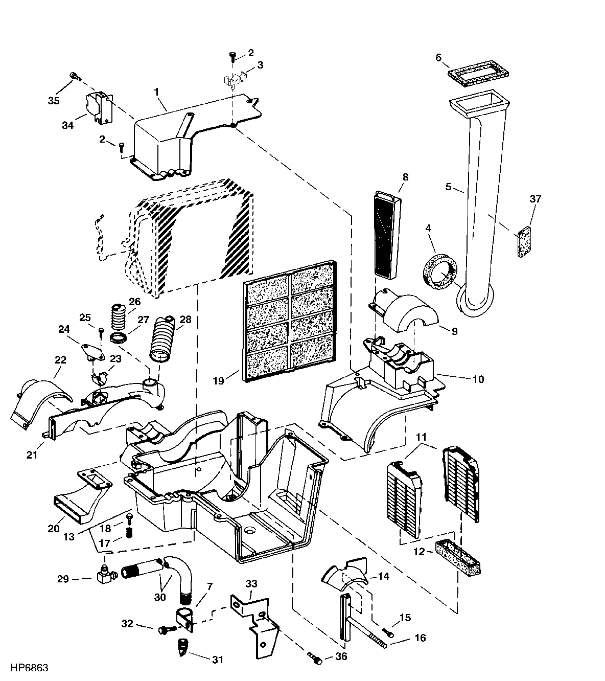 AIR CONDITIONING AND HEATER HOUSING AND FILTERS
