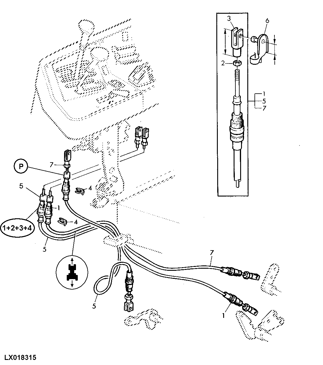 BOWDEN CABLES, GEAR SHIFTING AND PARKING LOCK (POWRQUAD WITH REVERSER CONTROL AT SHIFT CONSOLE)