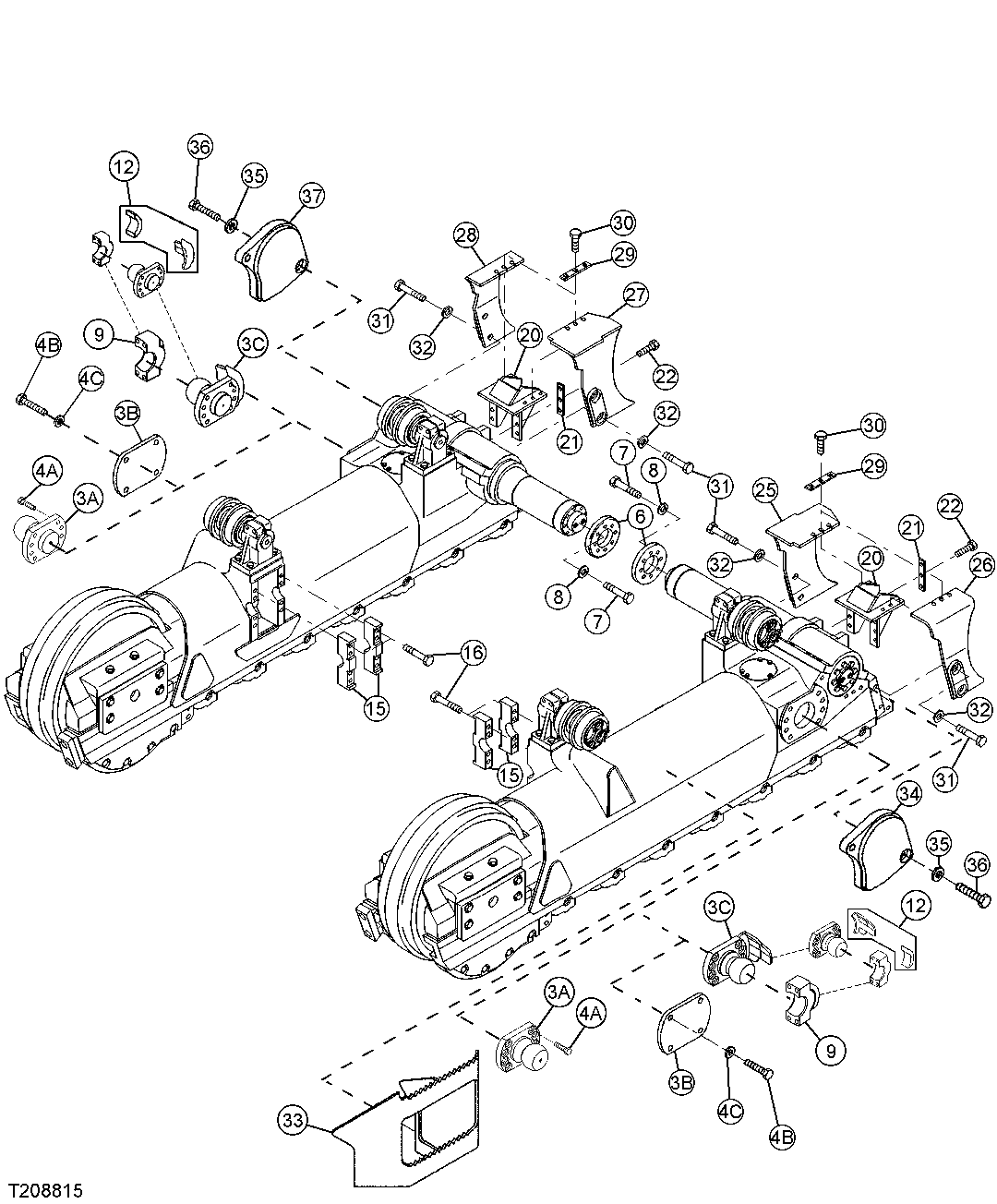 SPROCKET GUARD, PUSHBEAM TRUNNION, SCRAPER PULLER STEPS AND COVERS