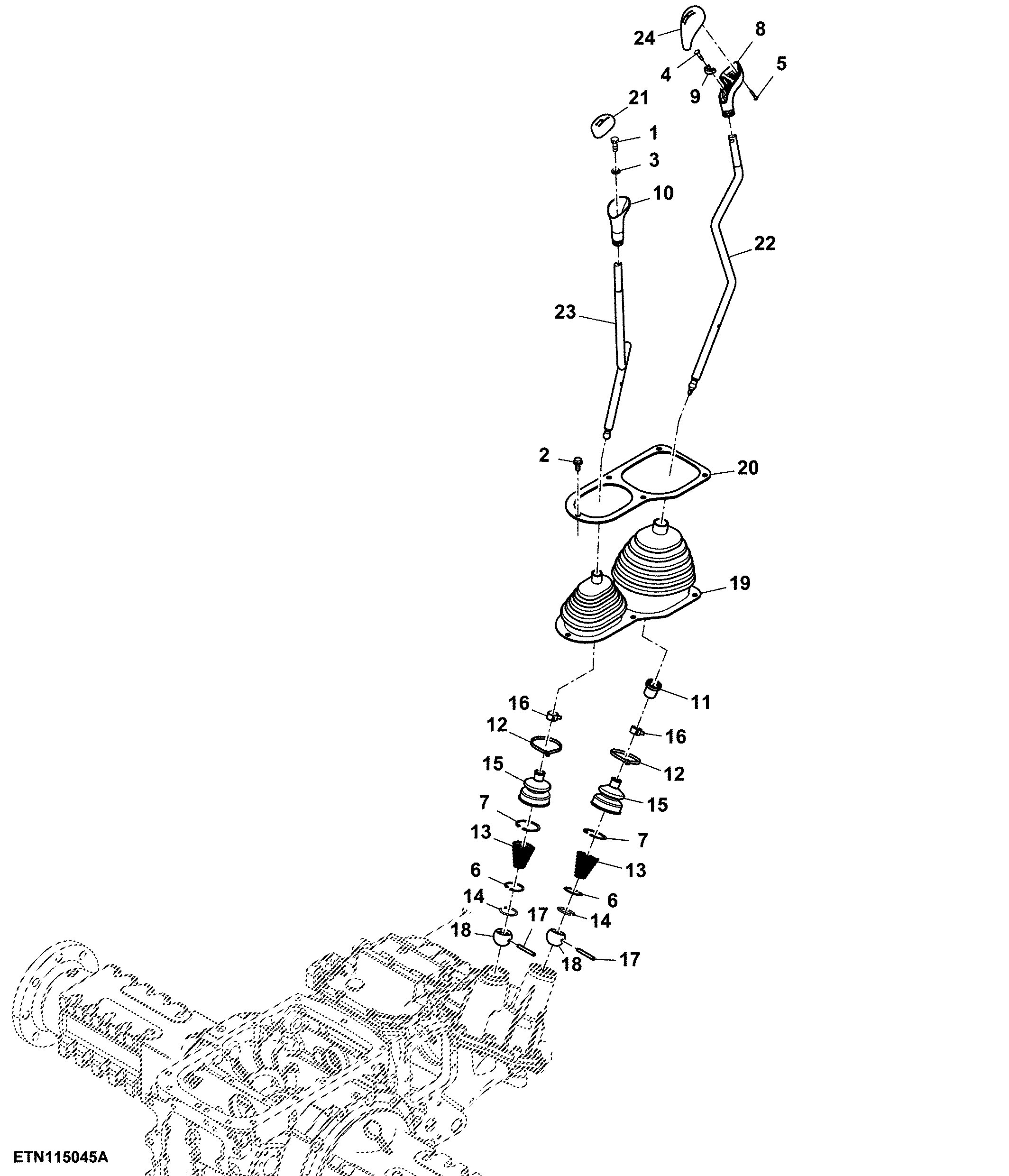 Gear and Range Shift Levers, PowrReverser™, Cab