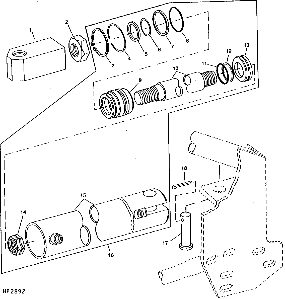 UNLOADING AUGER SWING CYLINDER AND MOUNTING