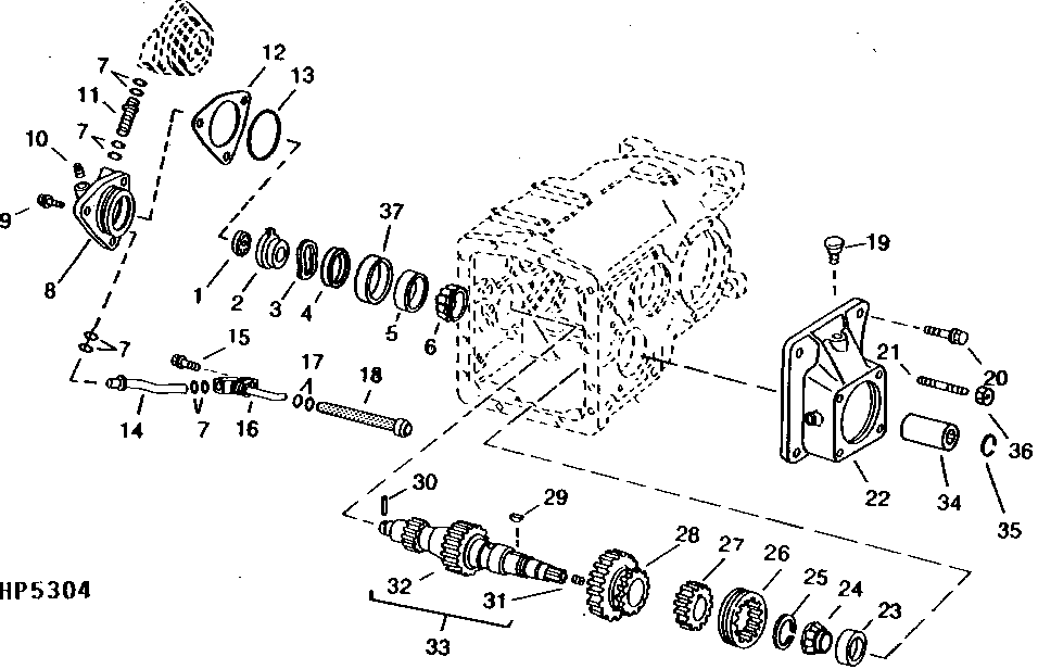TRANSMISSION INPUT SHAFT, GEARS, LUBE PUMP AND BEARINGS