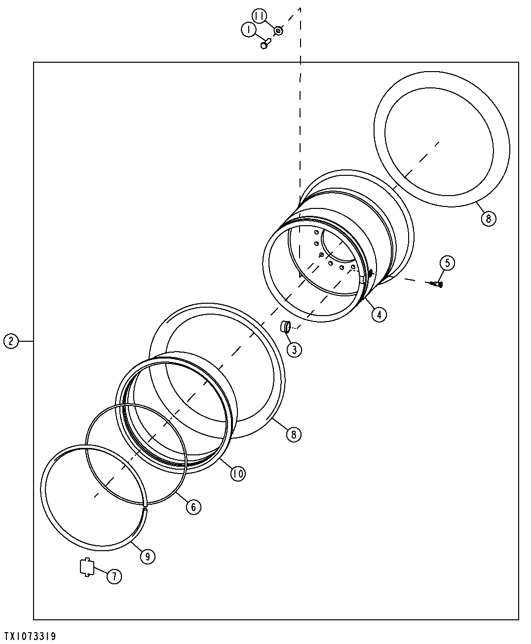 WHEEL RIM ASSEMBLY (25" X 20" X 3.0) (FIVE PIECE)