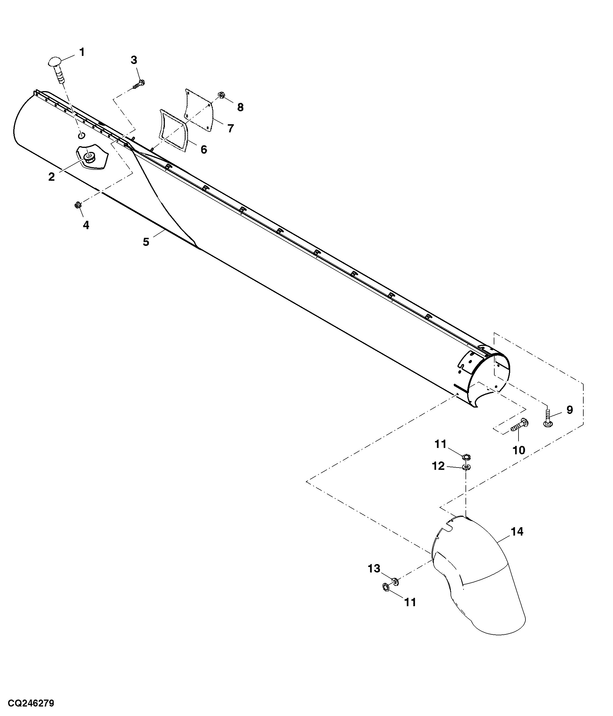 Horizontal Unloading Auger Housing (21.5 FT.)