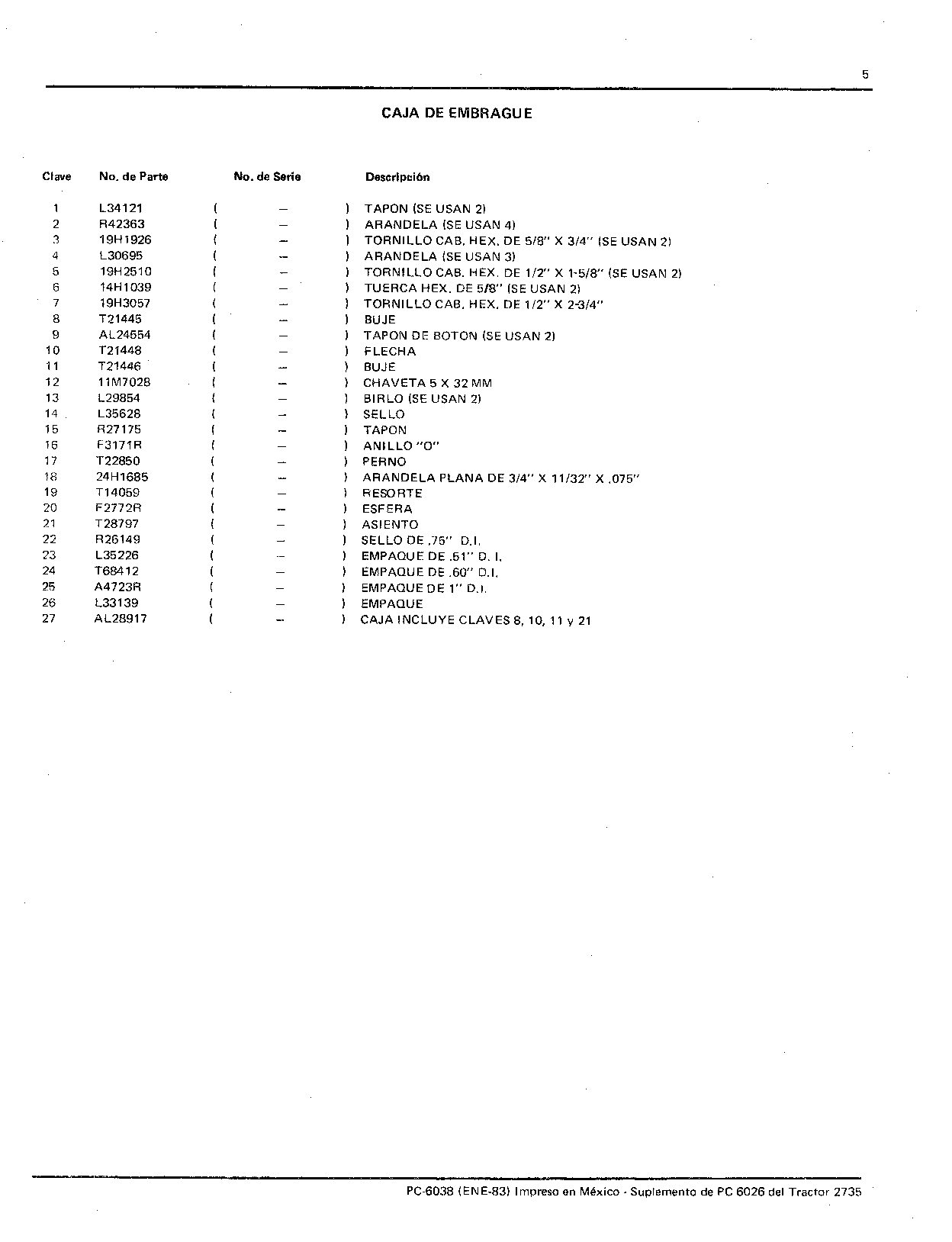 Caja Del Embrague (Continued)