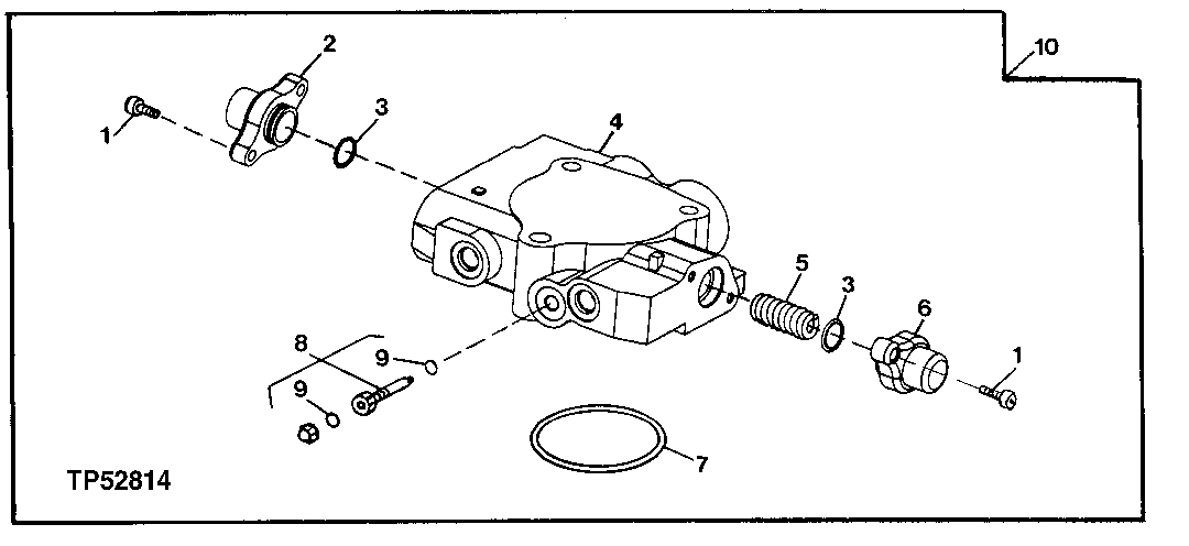 Backhoe Valve (Inlet/Priority Section) (SN -845596, 4-Function) (SN -846547, 5-Function) (SN -844679, 6-Function)