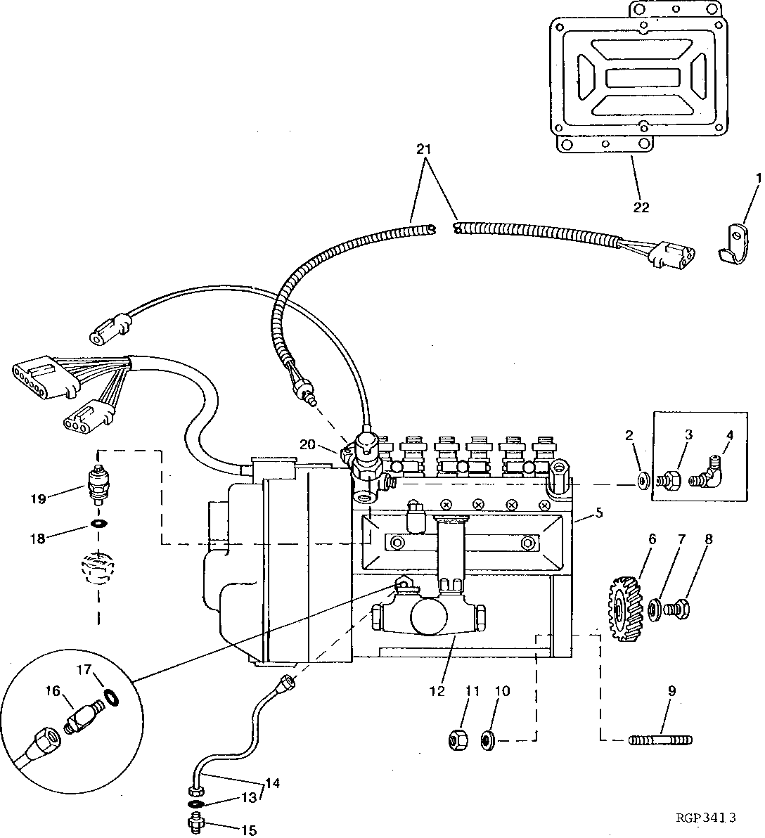 FUEL INJECTION PUMP, LUBE LINE AND ENGINE CONTROLLER (TH001)
