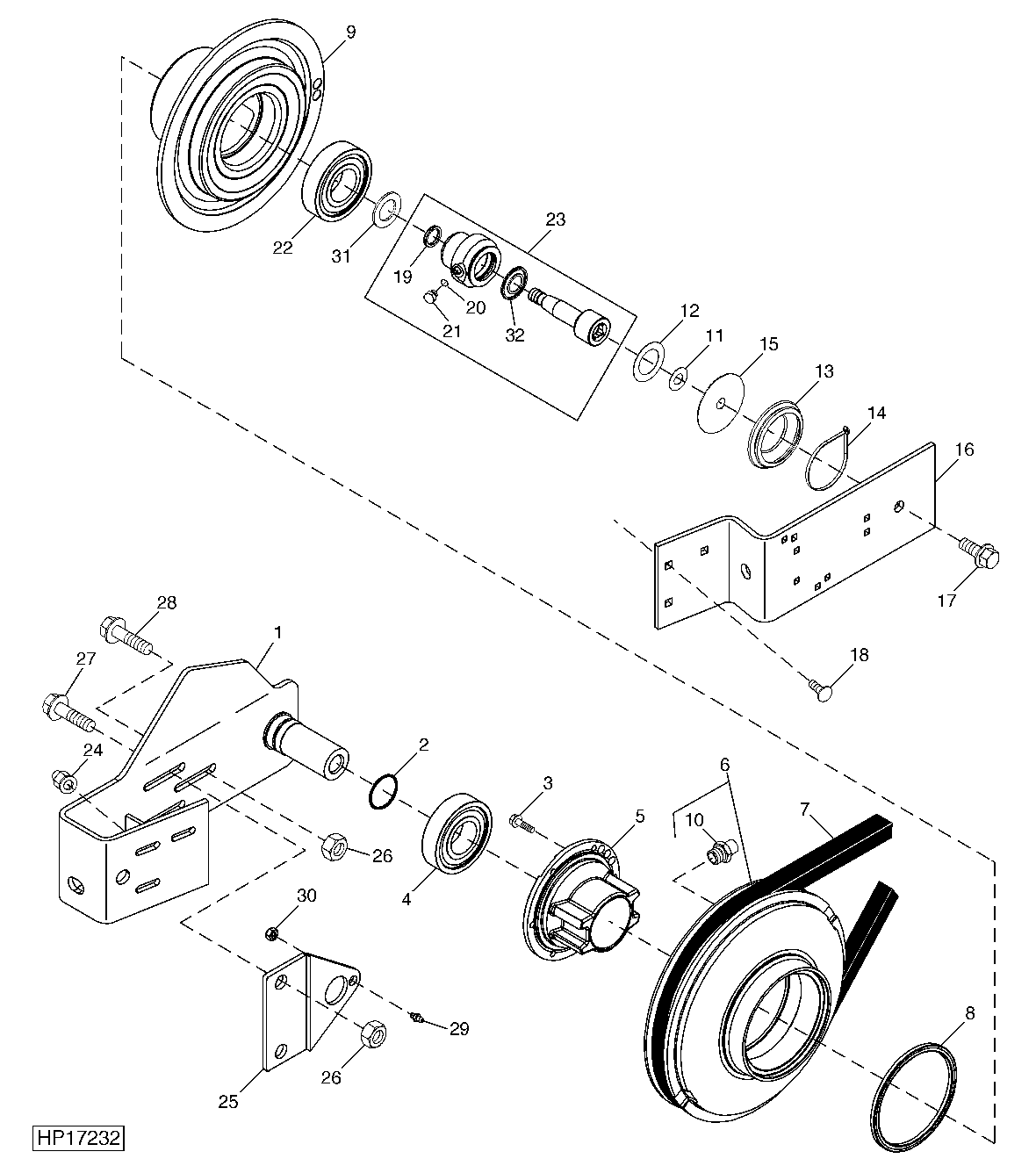 Variable Drive Upper Countershaft, Sheaves and Supports ( - 715400)