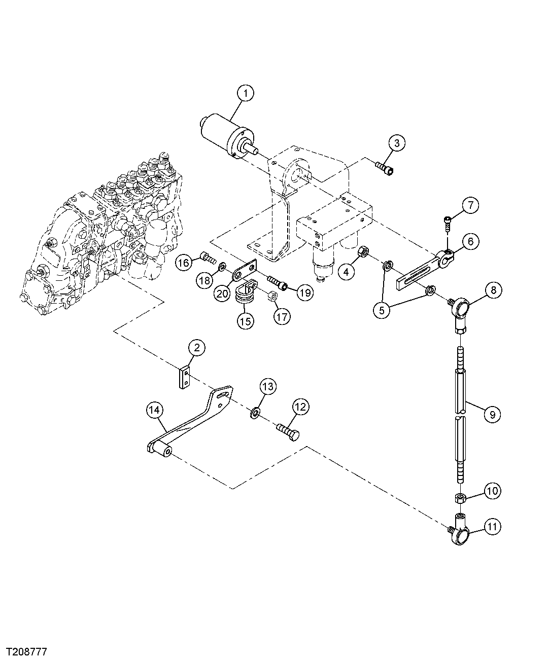 ENGINE SPEED CONTROL POTENTIOMETER,LEVERS AND LINKAGE