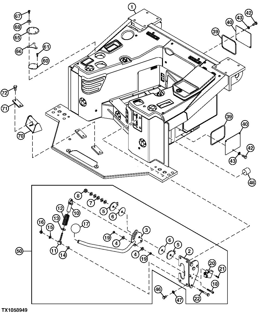 Cab Platform, Park Lock Lever, and Footrest