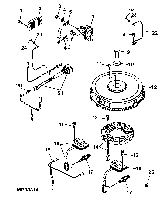 Flywheel, Ignition Coil and Stator ( - 150000)