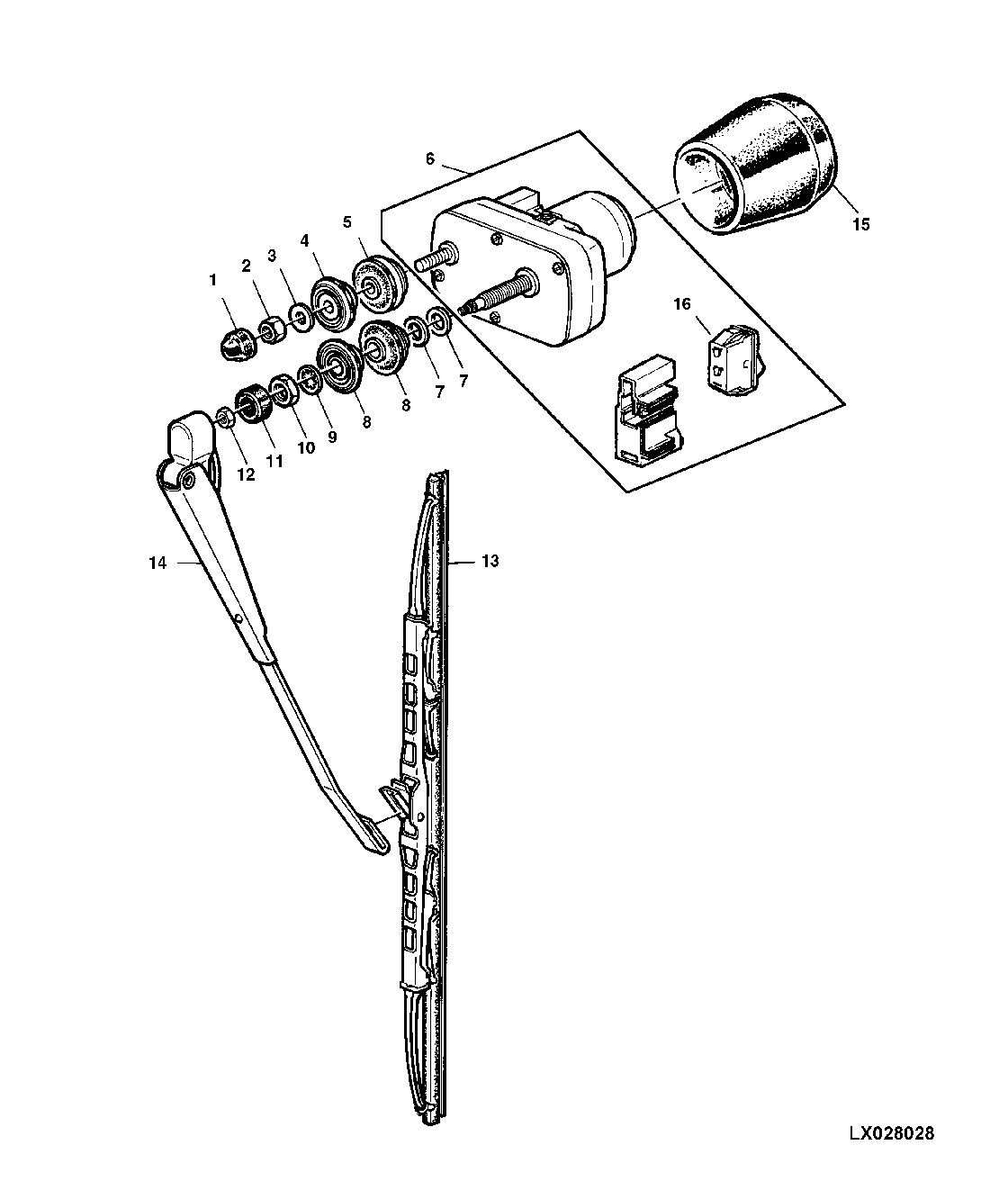 FRONT WINDSHIELD WIPER (WITH MC1 AND CC2 CABS)