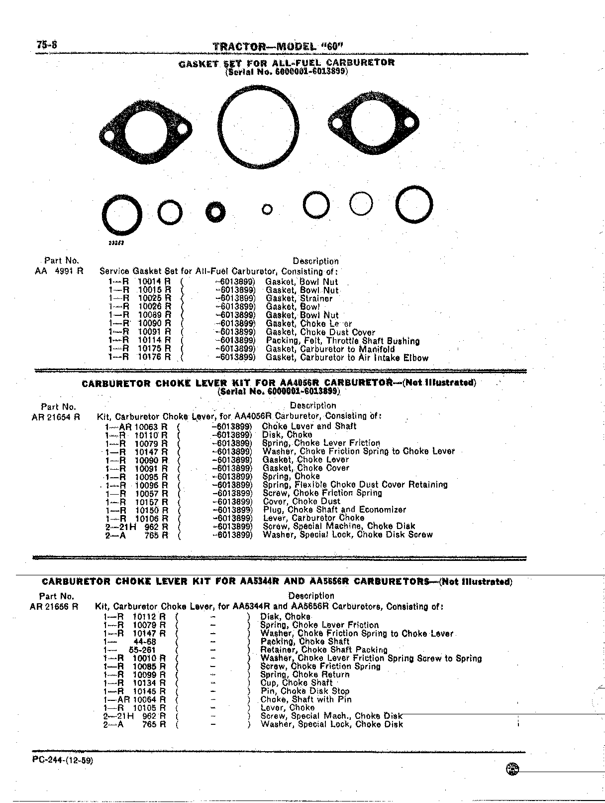 Section 75-Umbrella Holder, Decals, and Gasket Sets (Continued)