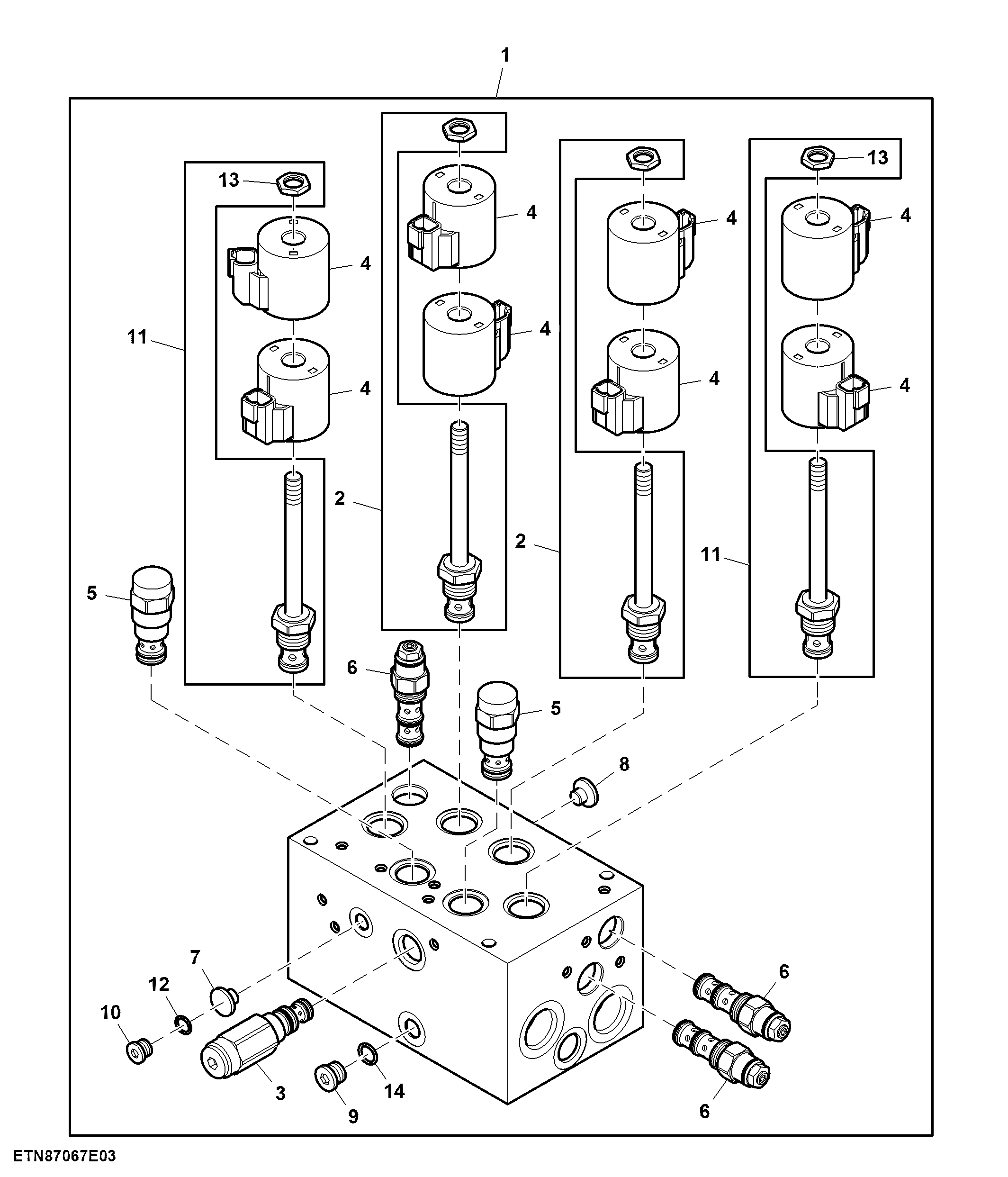 Four Section Control Valve, Cylinder Function