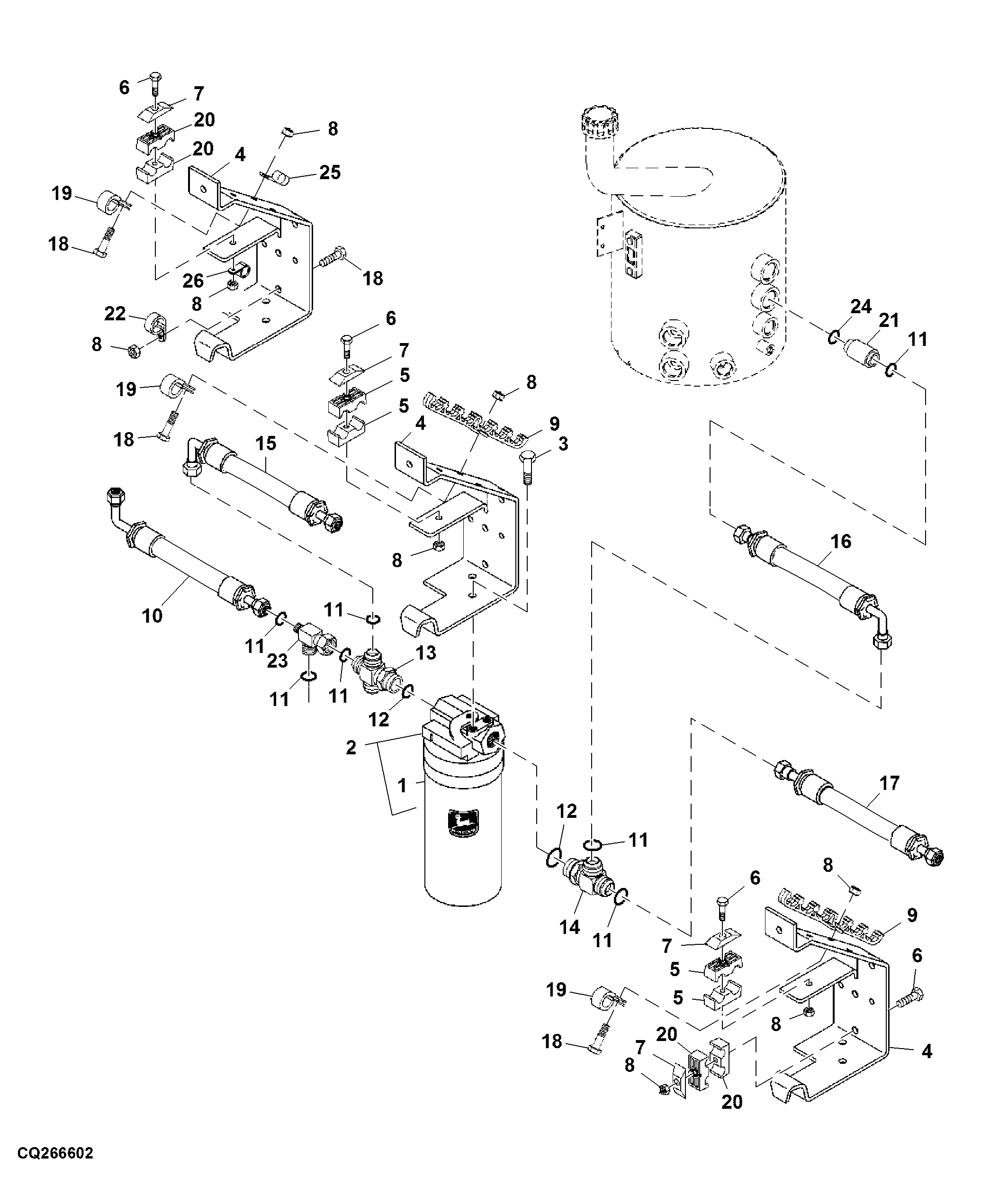 Main Hydraulic Filter Assembly And Hoses, Bundle Supports