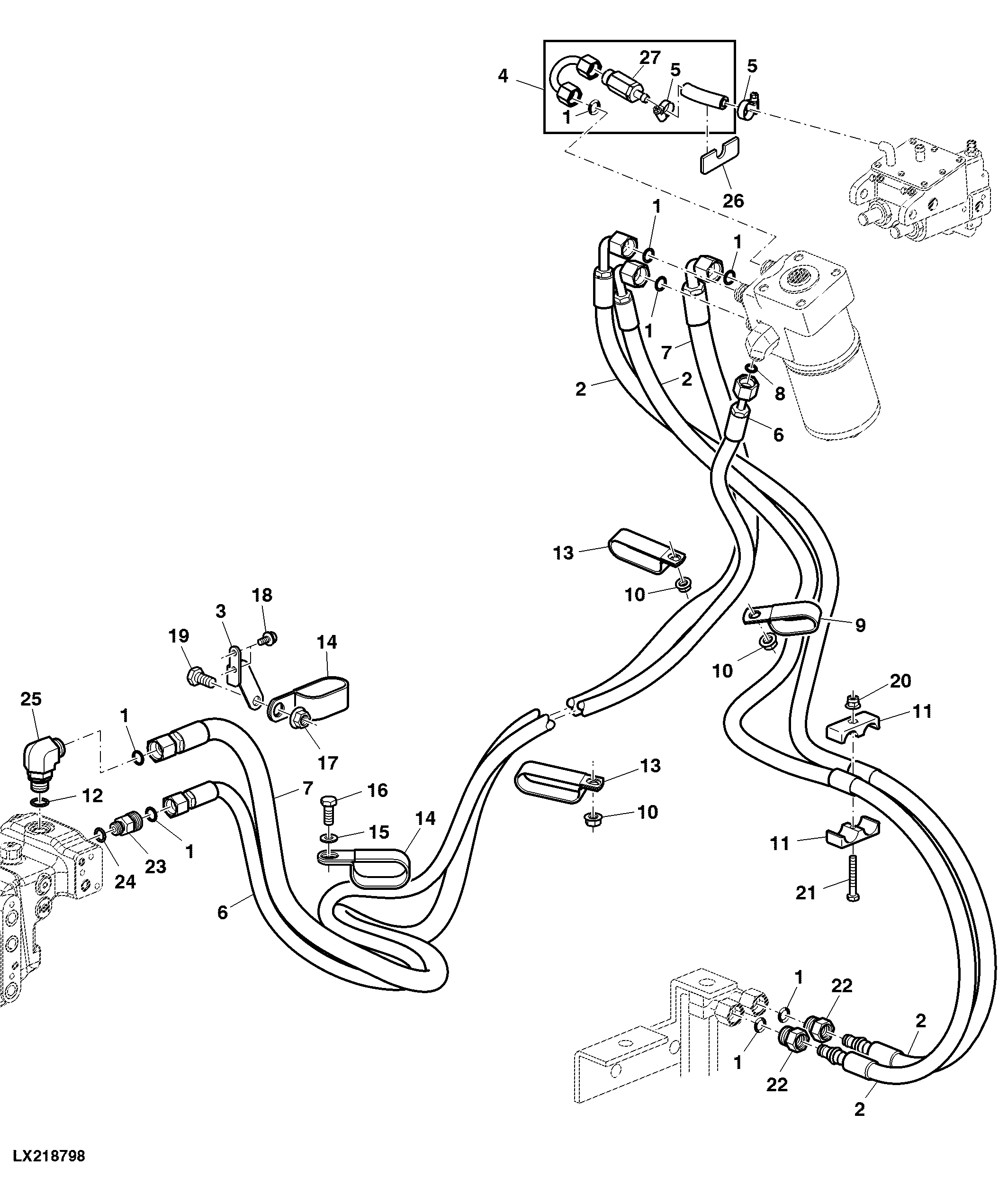 HYDROSTATIC STEERING, OIL LINES (OOS, STANDARD VERSION) HYDRAULIC PUMP 23/28CM3