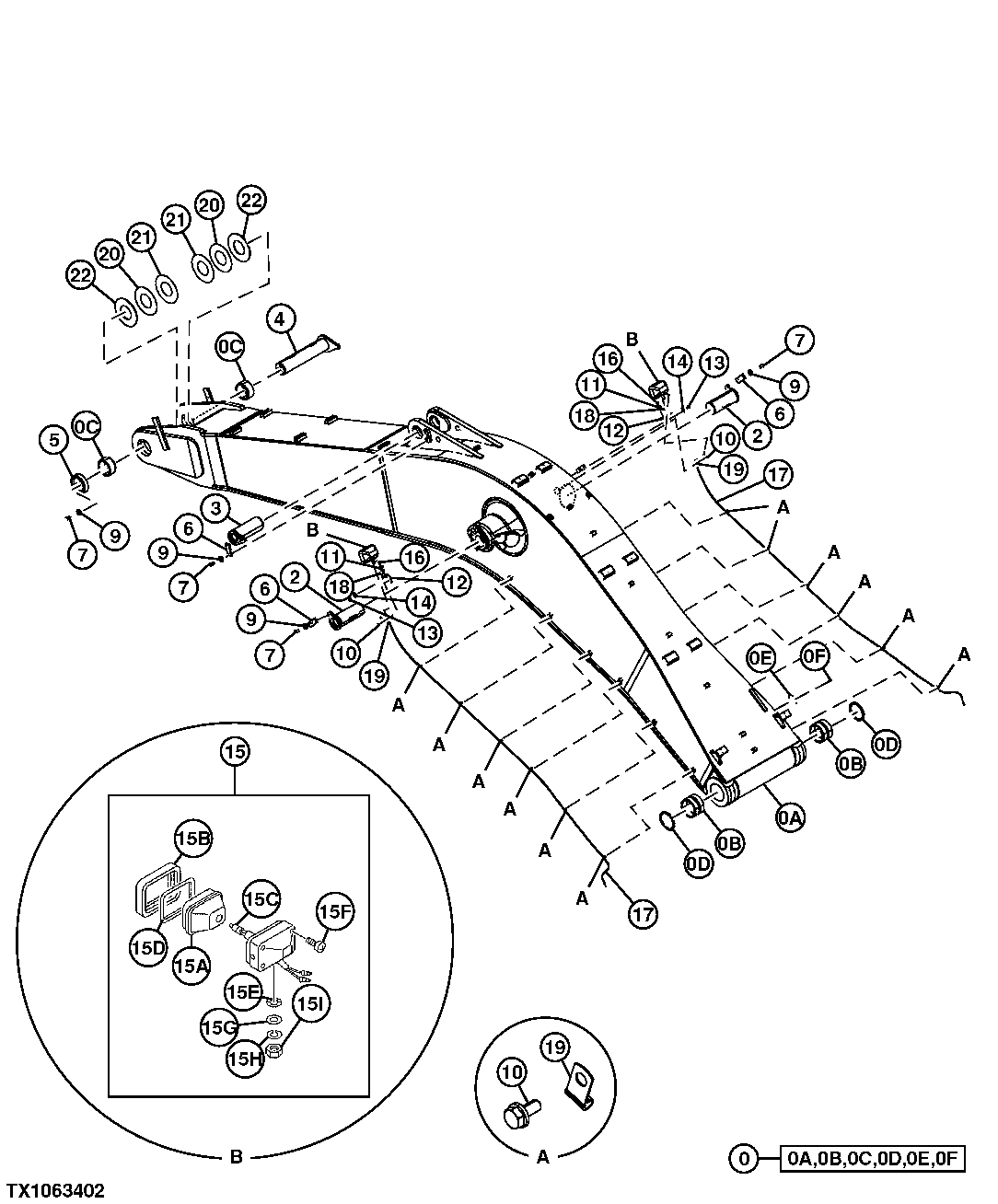 Mass Excavating Boom 7.1m, Standard Boom 8.4m and Components