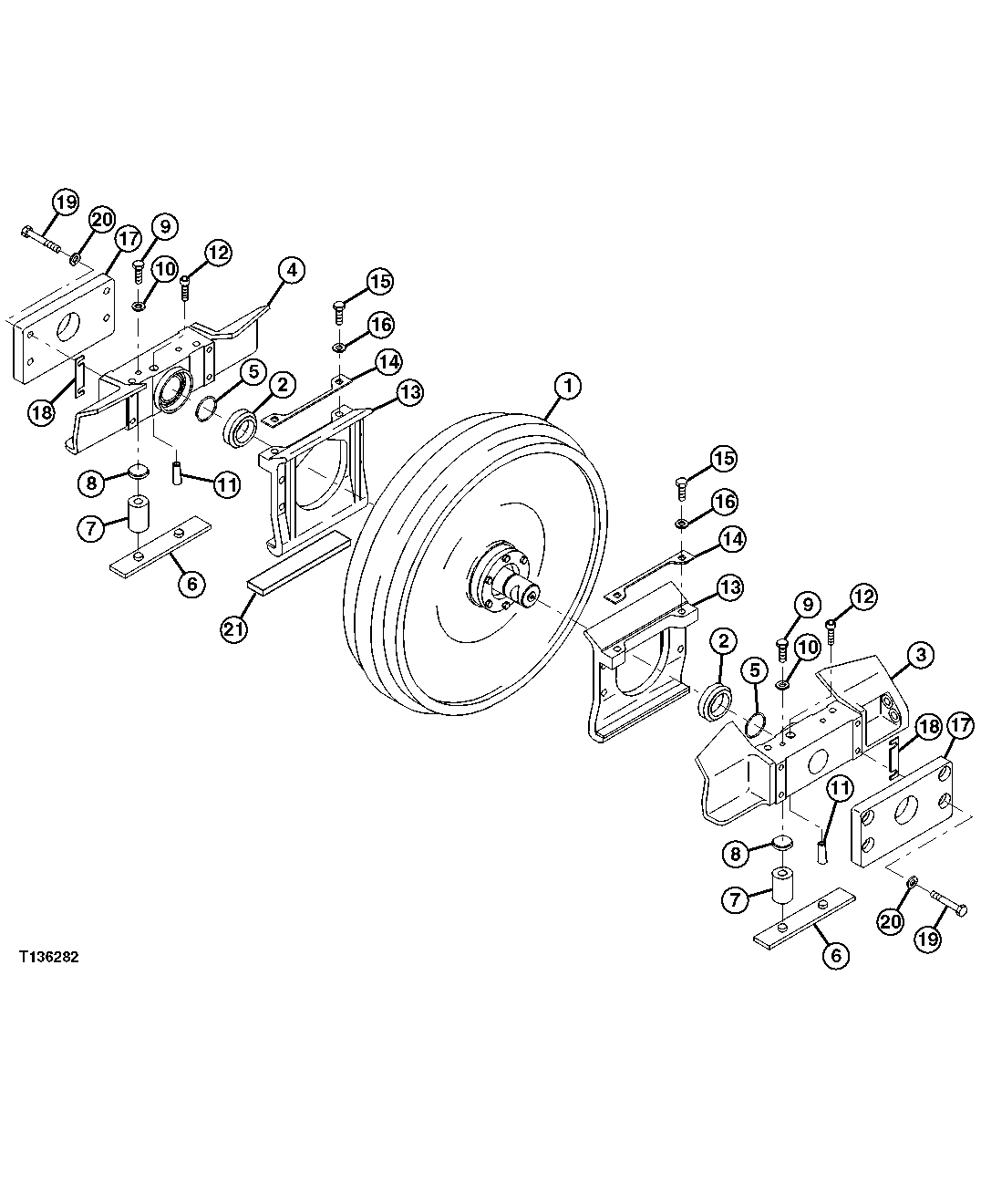 TRACK IDLER WHEEL COMPLETE ASSEMBLY ONLY, BRACKET AND GUIDE